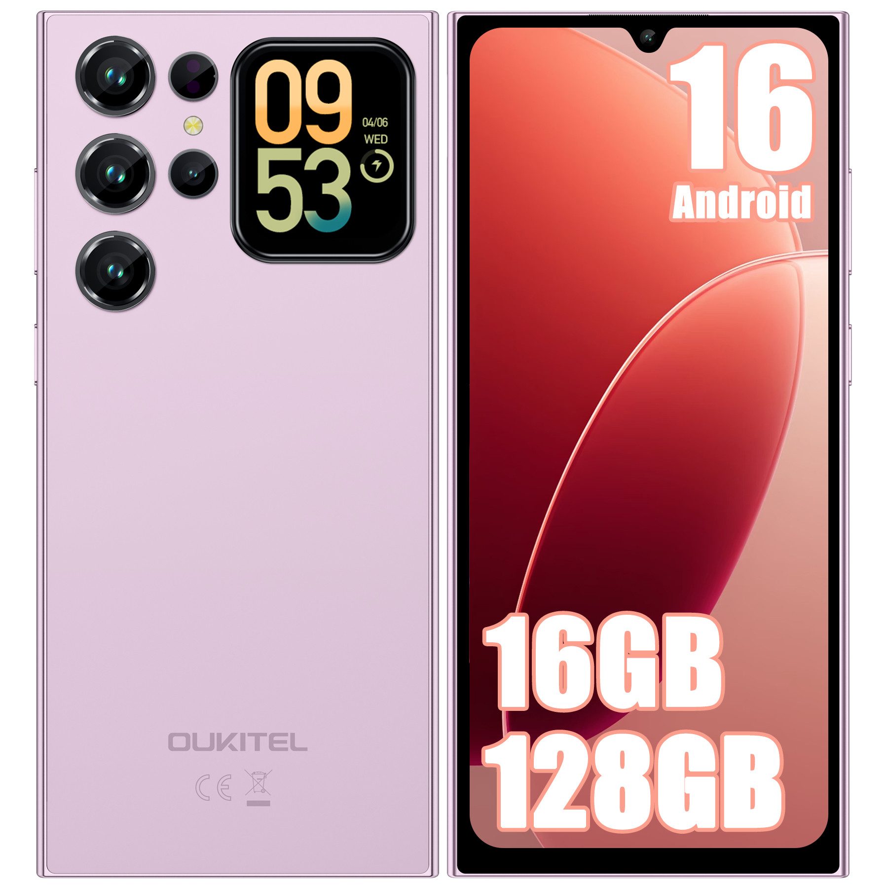 OUKITEL C72 16GB RAM + 128GB ROM/1TB TF, 4G Smartphone (17,47 cm/6.88 Zoll, 128 GB Speicherplatz, 64 MP Kamera, 6.88" HD+ Display, 5150mAh, Android 16, 4G-Dual-SIM, GPS)