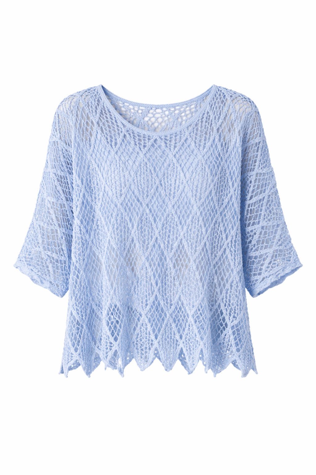 ITALY VIBES Tunika - Poncho - Häkelshirt Damen - Häkelbluse - gratis Untershirt - Top ONE SIZE / passend für Größe S - XL - gratis Top