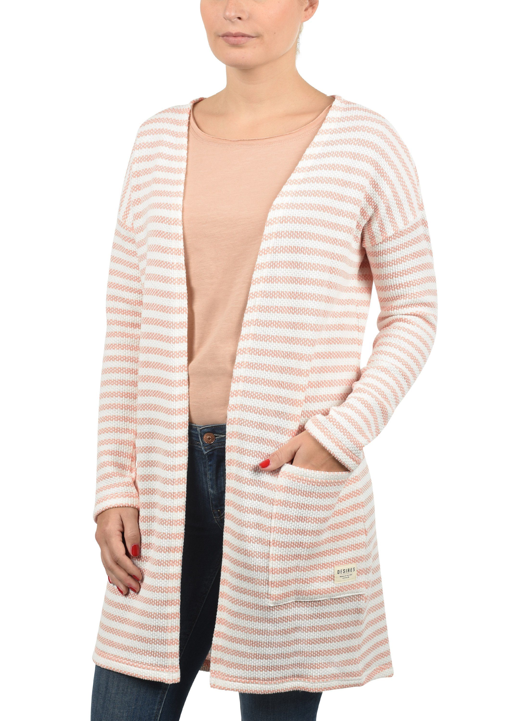 in offen Dawn Strickjacke Cardigan Streifen (4916) Optik Fee DESIRES geschnittene Rose