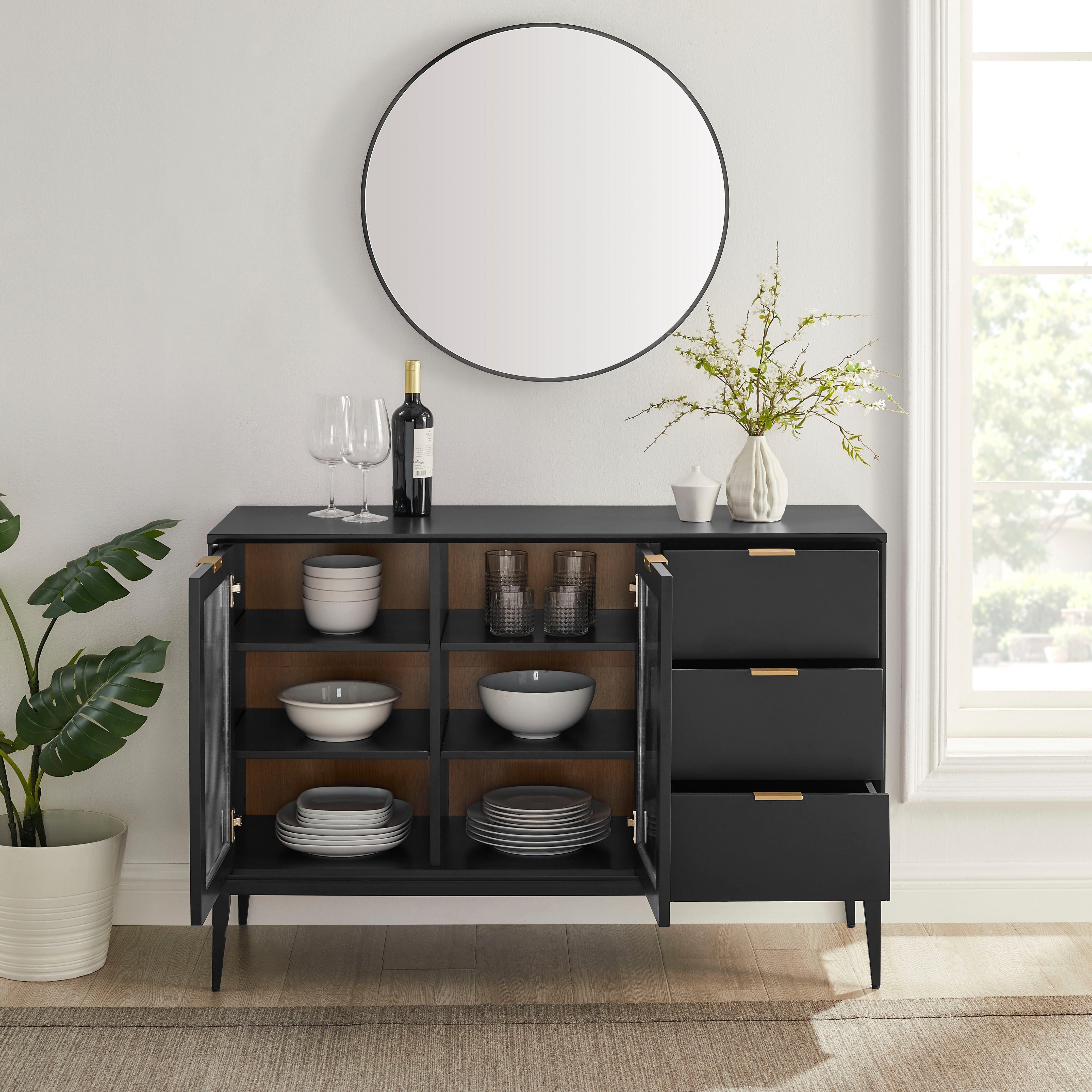OTTO home Sideboard Lavisha, FSC-zertifiziertes Holz kombiniert Melamin, verchromten Metallgriffen