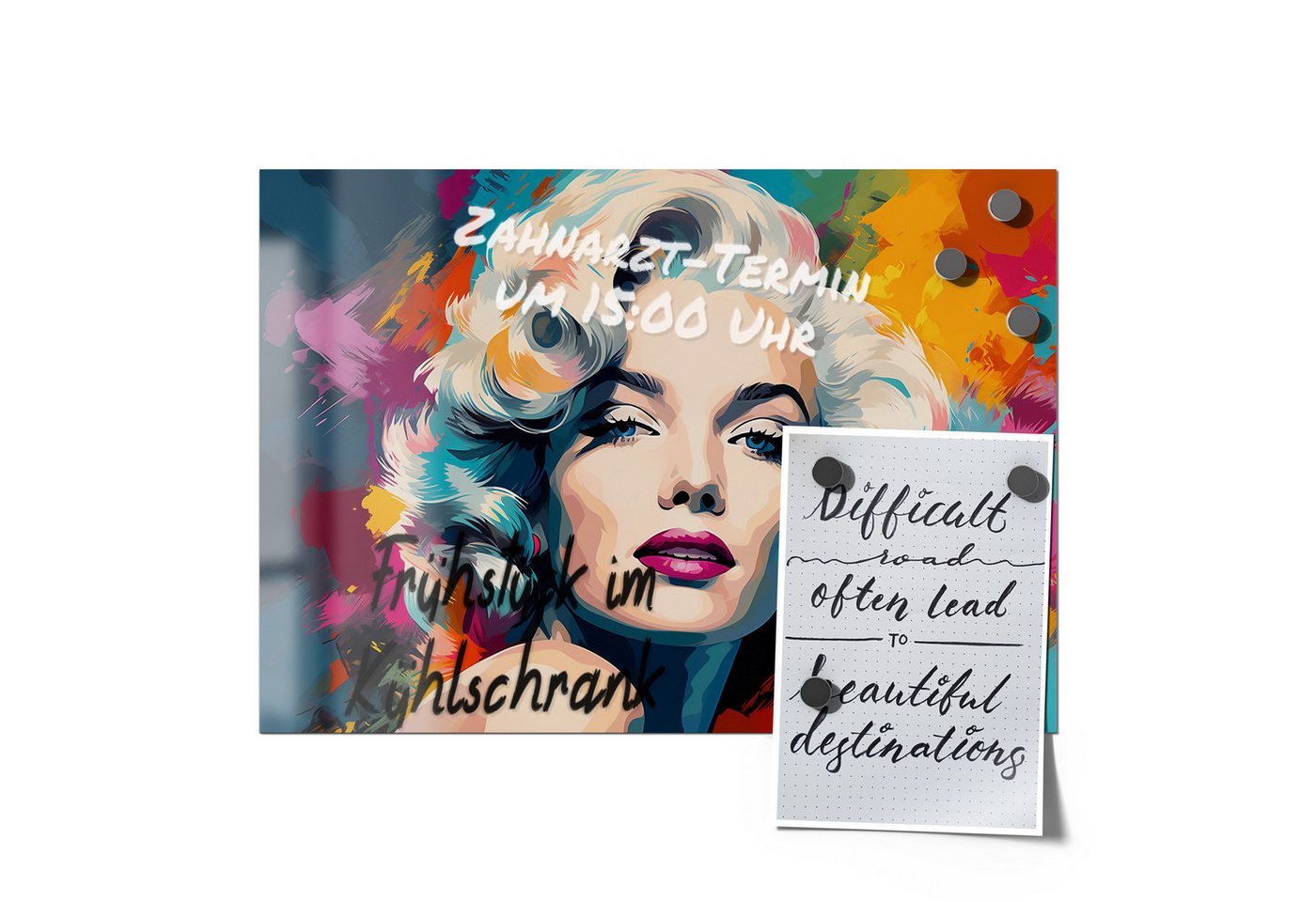 Thumbnail - DEQORI Magnetfolie 'Diva im Farbenrausch', beschreibbar universal Magnetmatte magnetisch Folie Planer Kalender