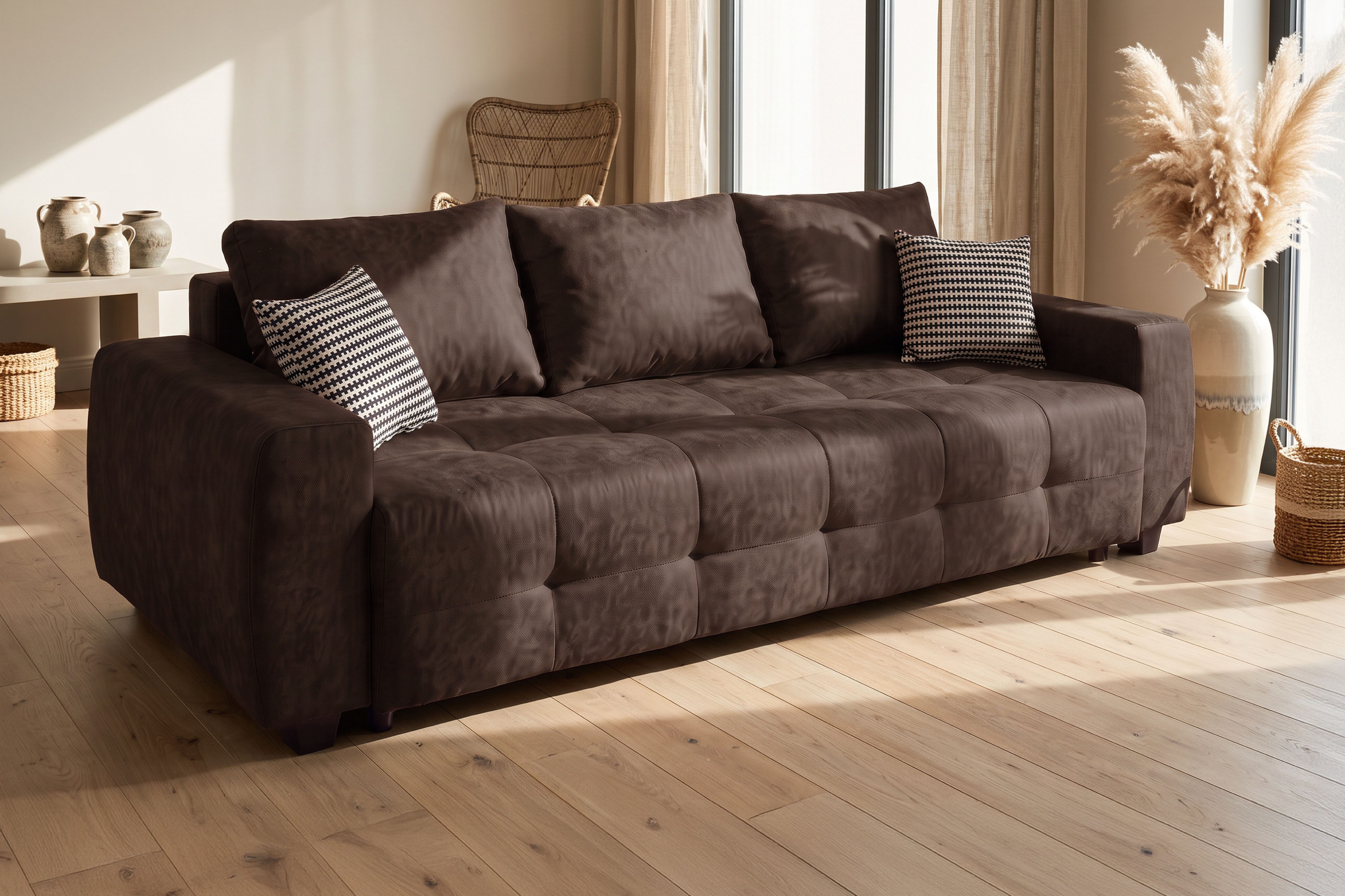 Schlafsofa Bella mit Bettkasten, Gästebett 142x194, in 3 Qualitäten, inkl. Kissen