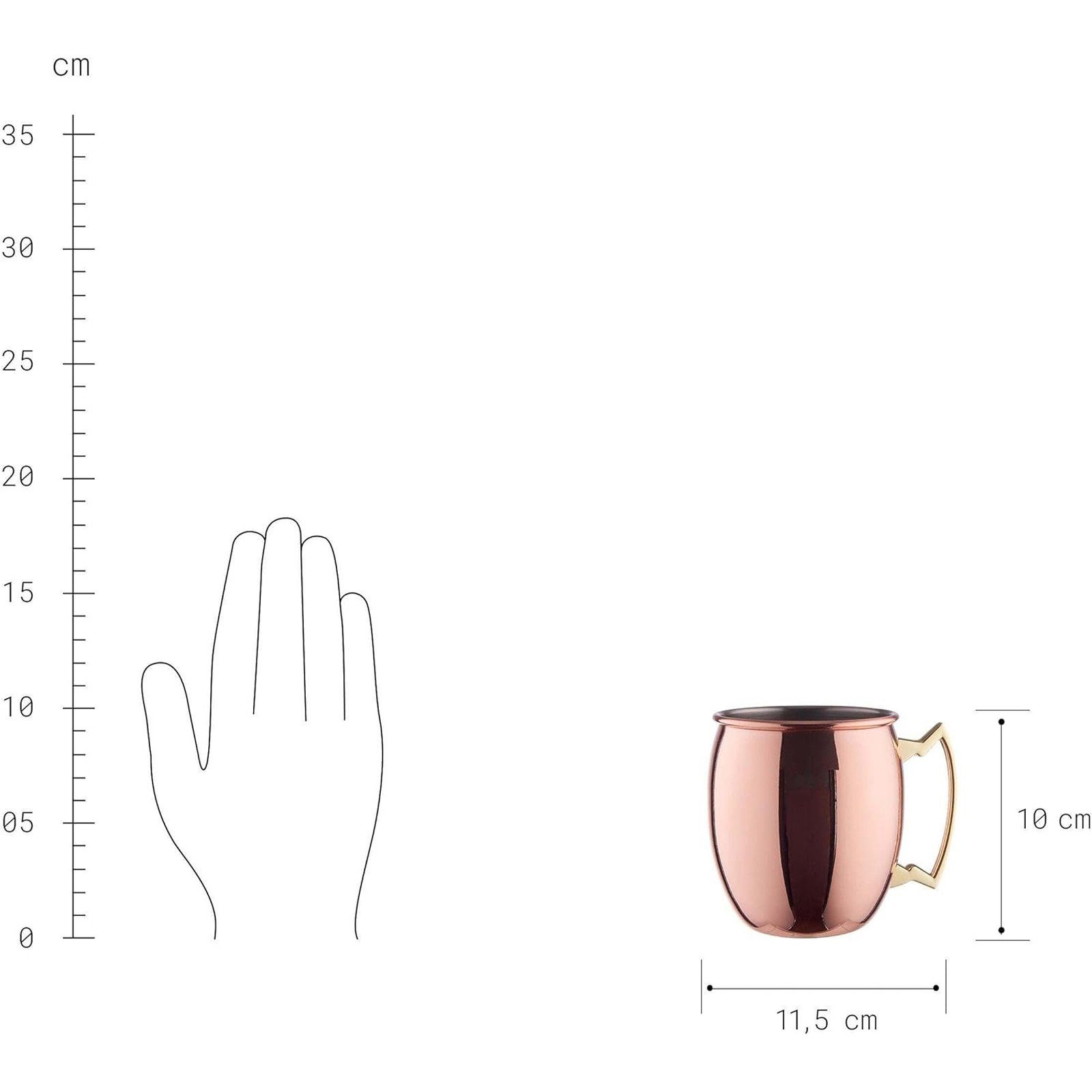 BUTLERS Cocktailglas Moscow Mule Becher Cocktailbecher Edelstahlbecher Cocktailtasse, 1-tlg., Edelstahl, in Rosegold 470 ml