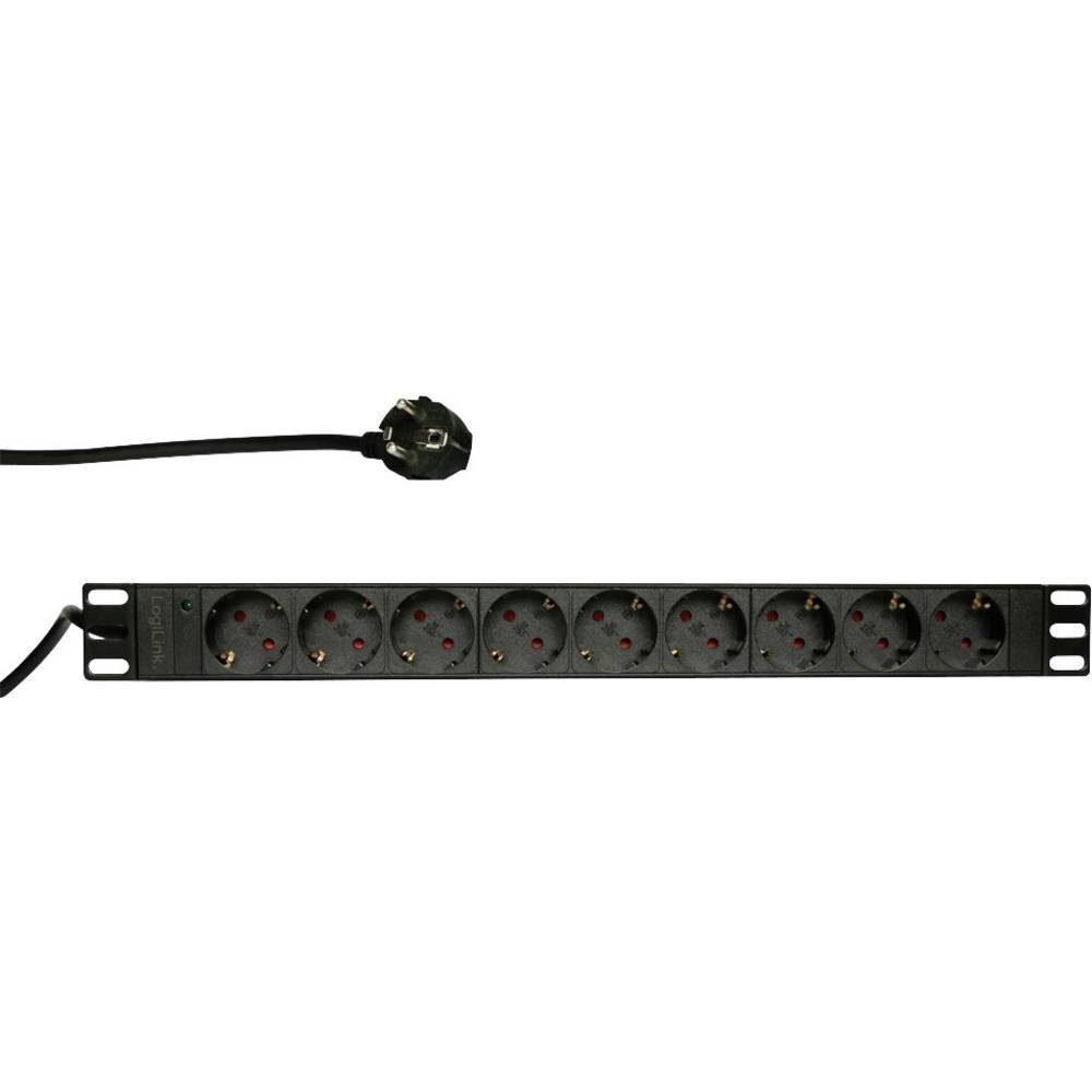 LogiLink Netzwerkschrank 19″ Steckdosenleiste mit 9 Anschlüssen (Schutzkontakstecker PDU9C03