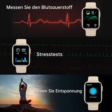 BRIBEJAT Smartwatch (1,75 Zoll, Android iOS), Herren Wählen/Anrufe Annehmen 2,5D HD Gebogener Bildschirm Armbanduhr