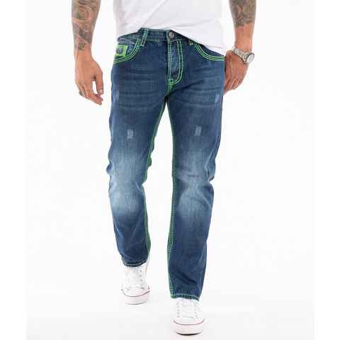 Rock Creek Straight-Jeans Herren Jeans dicke Nähte Blau RC-2271