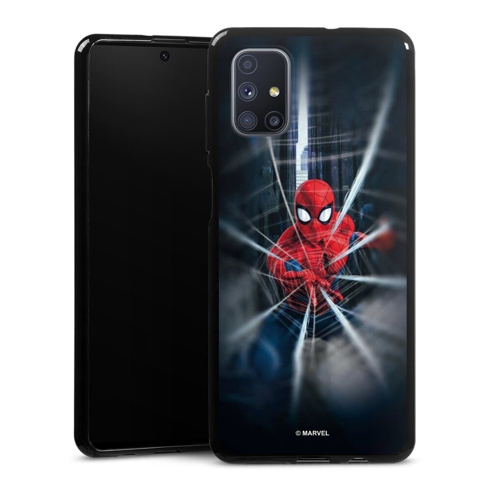DeinDesign Handyhülle Marvel Spider-Man Kinofilm Spider-Man Webs In Action, Samsung Galaxy M51 Silikon Hülle Bumper Case Handy Schutzhülle