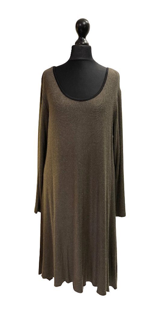 BZNA A-Linien-Kleid Wollkleid Strickkleid Tunika Taupe Wolle Lana