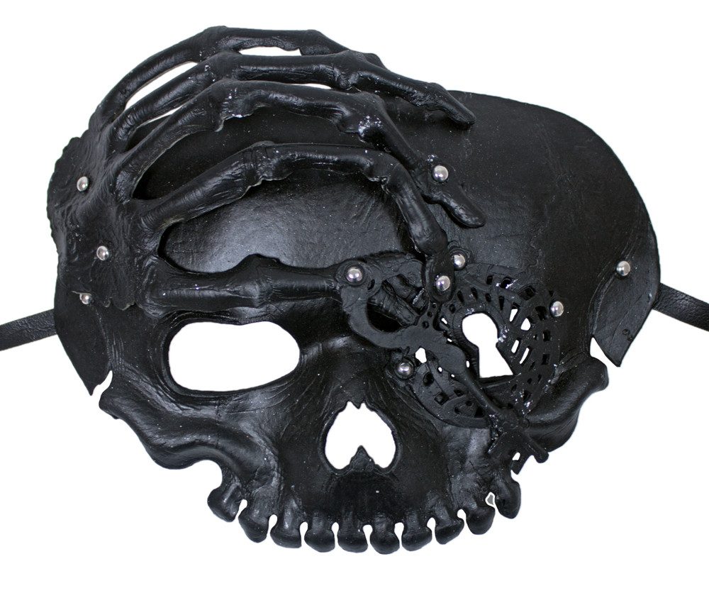 Zoelibat Verkleidungsmaske Steampunk Totenkopf Halbmaske mit Schlüssel - Schw