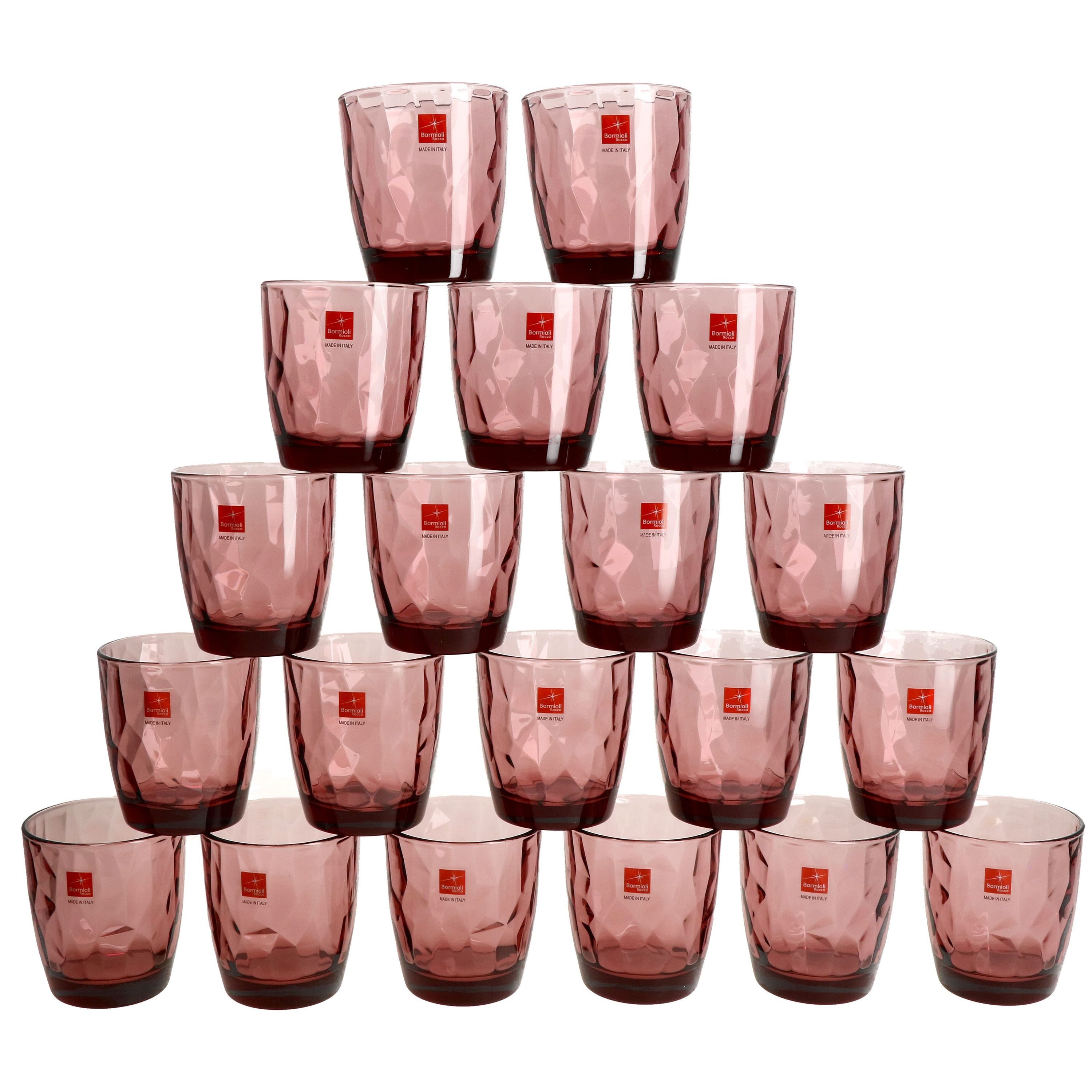 MamboCat Whiskyglas 20er Set Diamond Whiskyglas Rock Purple 305ml Tumbler Cocktail lila, Glas