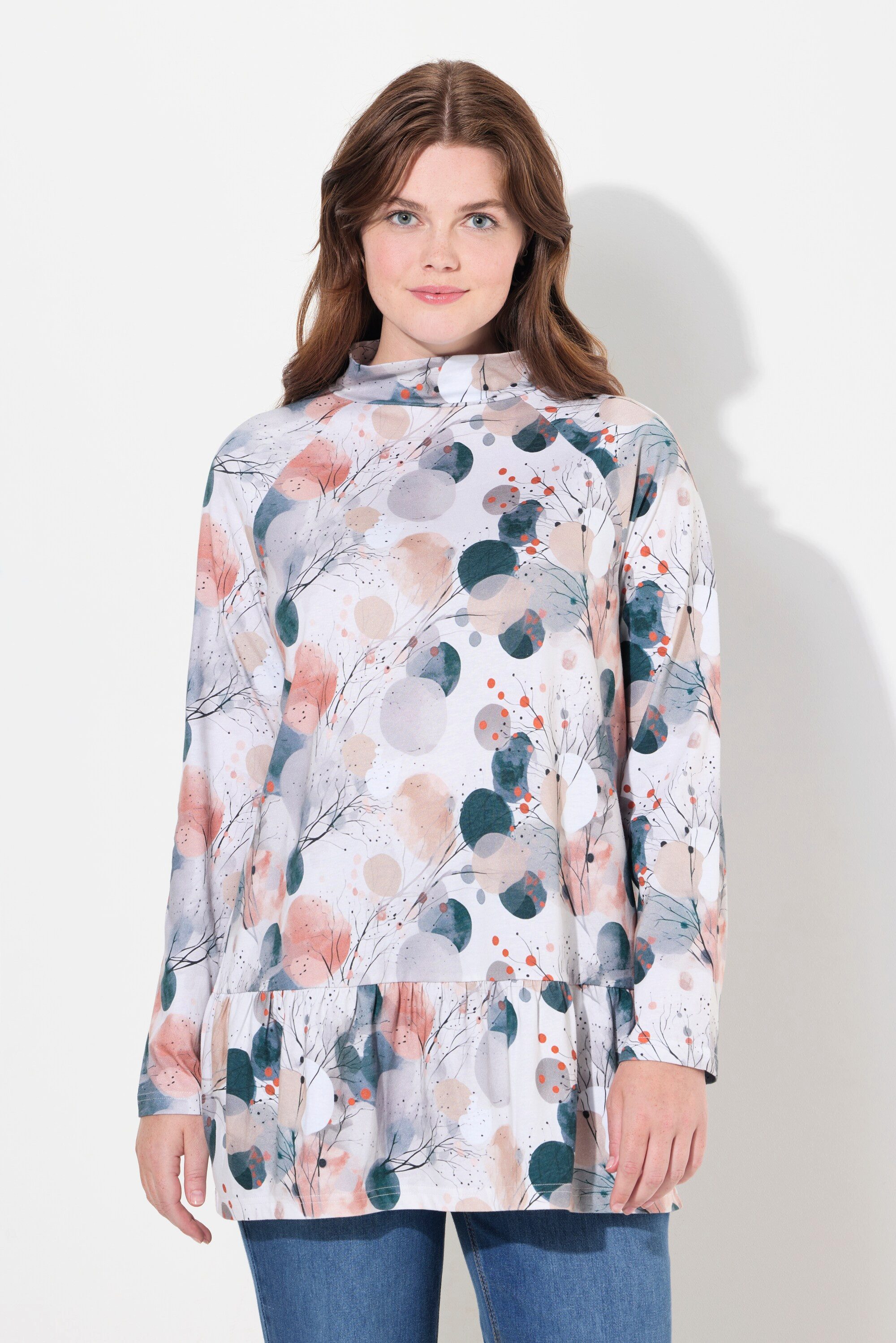 Ulla Popken Longshirt Longshirt A-Linie Stehkragen günstig online kaufen