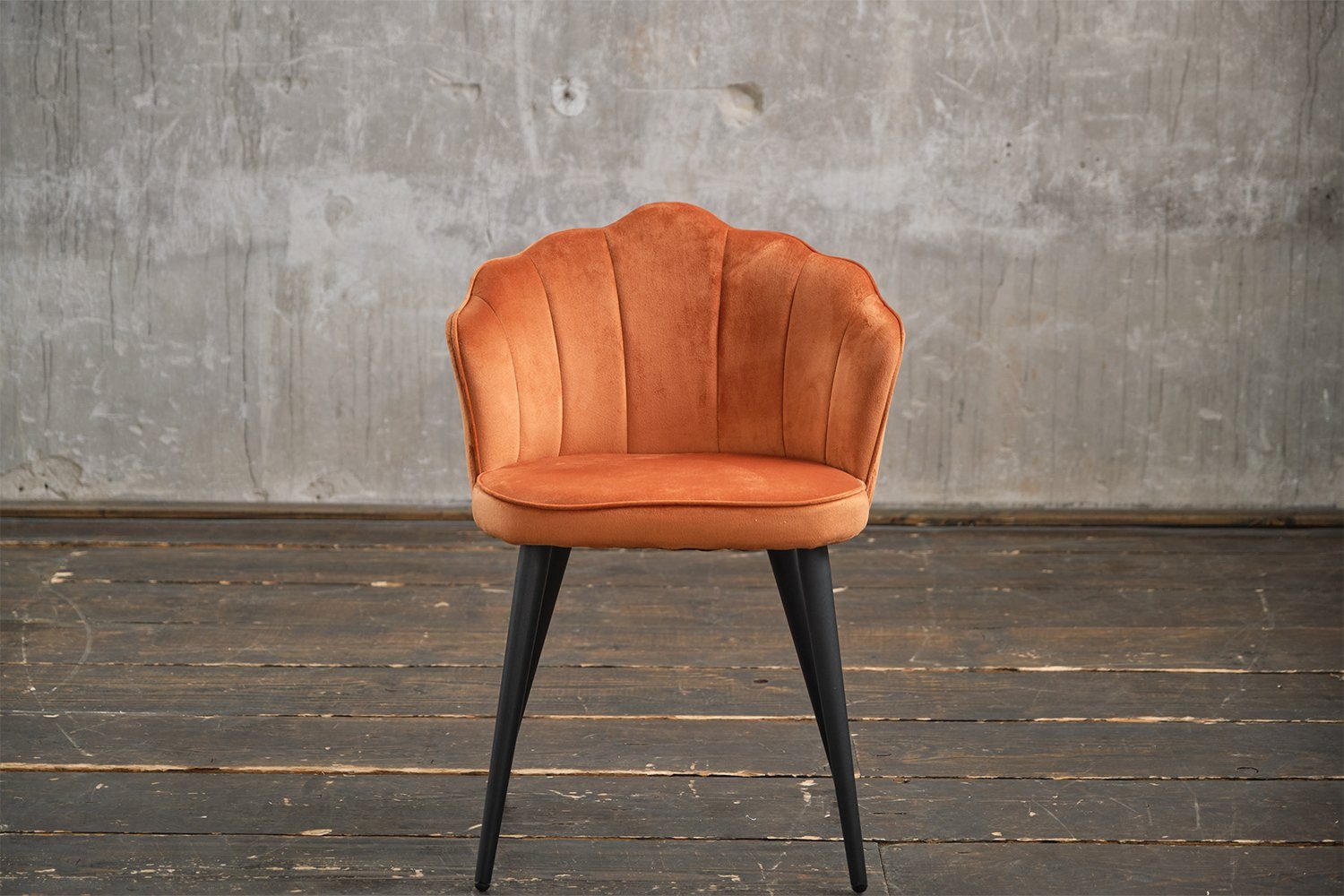KAWOLA Esszimmerstuhl SALLY, Stuhl Velvet, versch. Farben, Fuß schwarz od. gold orange | schwarz