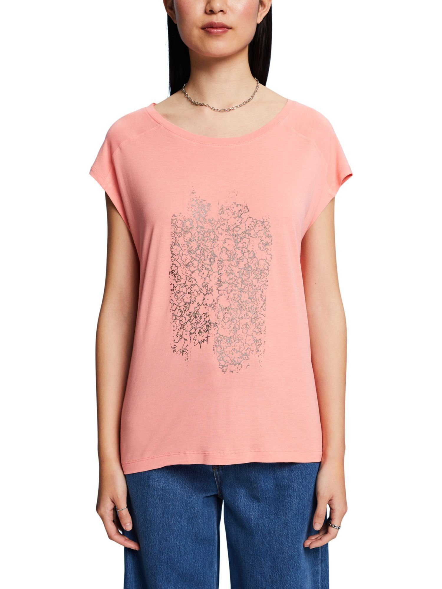Collection Print, LENZING™ T-Shirt T-Shirt ECOVERO™ Esprit (1-tlg) mit CORAL