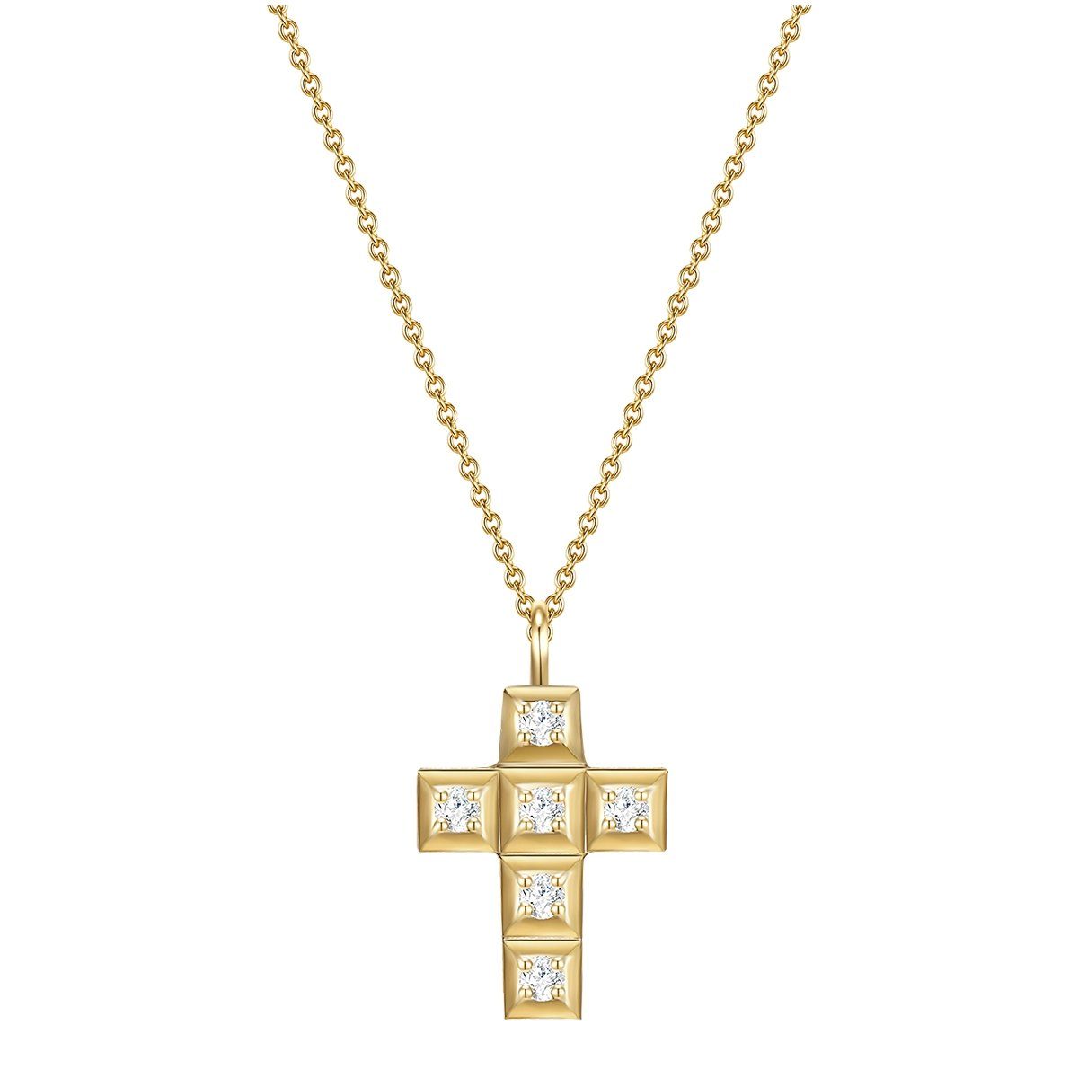 Glanzstücke München Silberkette Kreuz gelbgold, aus Sterling Silber | Silberketten