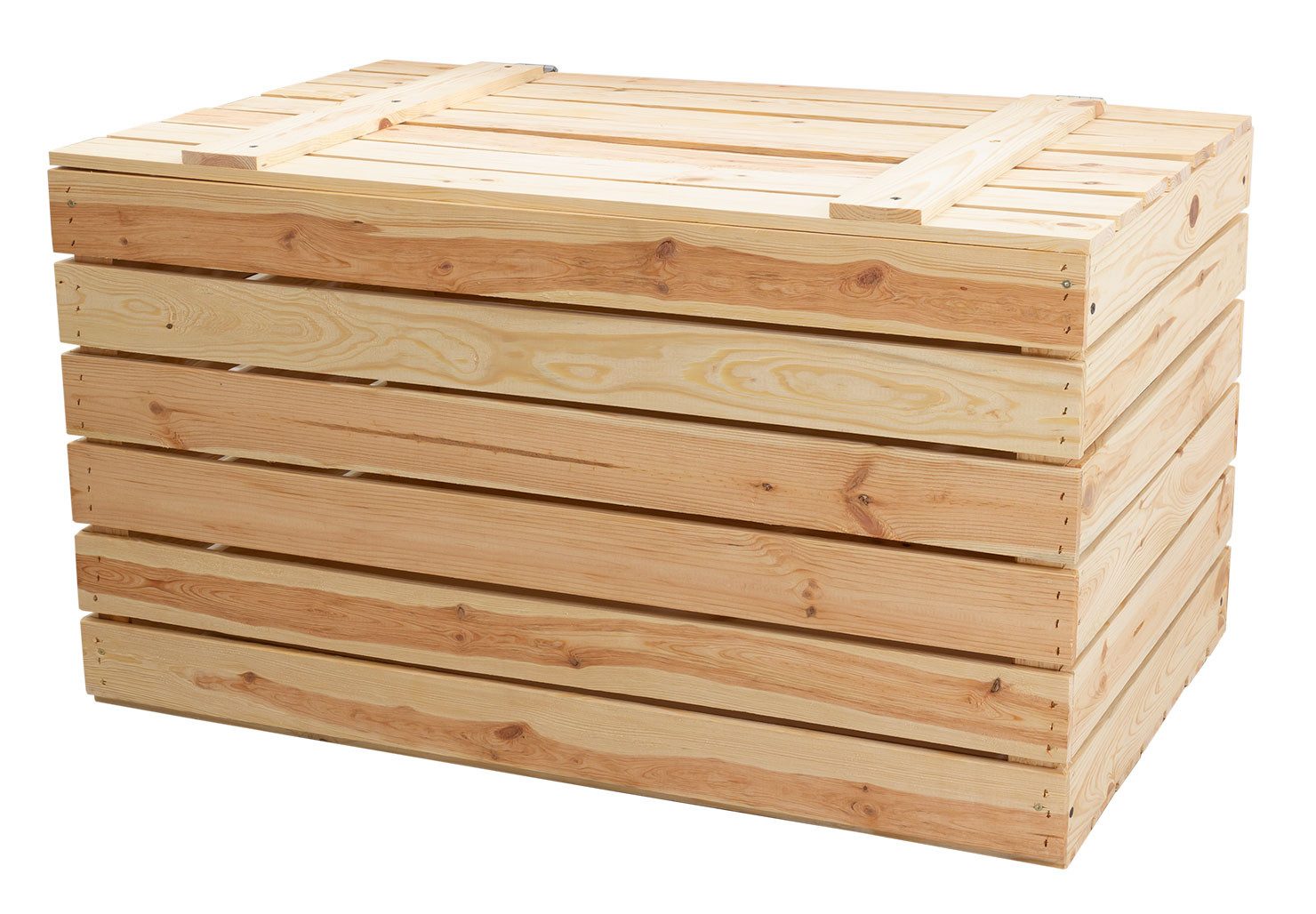 Kistenkolli Altes Land Allzweckkiste Grosse Holztruhe 80er Natur mit Deckel 80x50x39cm (Spar-Set, 1er Set)