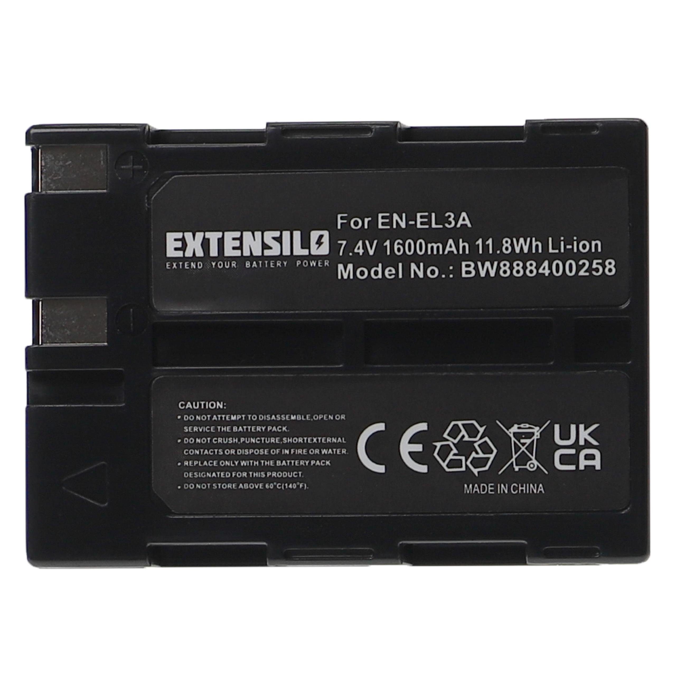 kompatibel mit Kamera-Akku Li-Ion (7,4 D100, SLR Extensilo D50, mAh D100 1600 D70, D70s, Nikon V)
