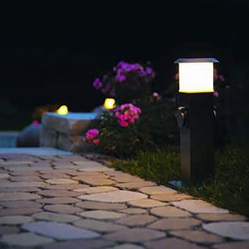 HEITRONIC LED Außen-Stehlampe, Leuchtmittel inklusive, Warmweiß, Stehleuchte mit Steckdosen Außenlampe Steckdosen Energieverteiler mit