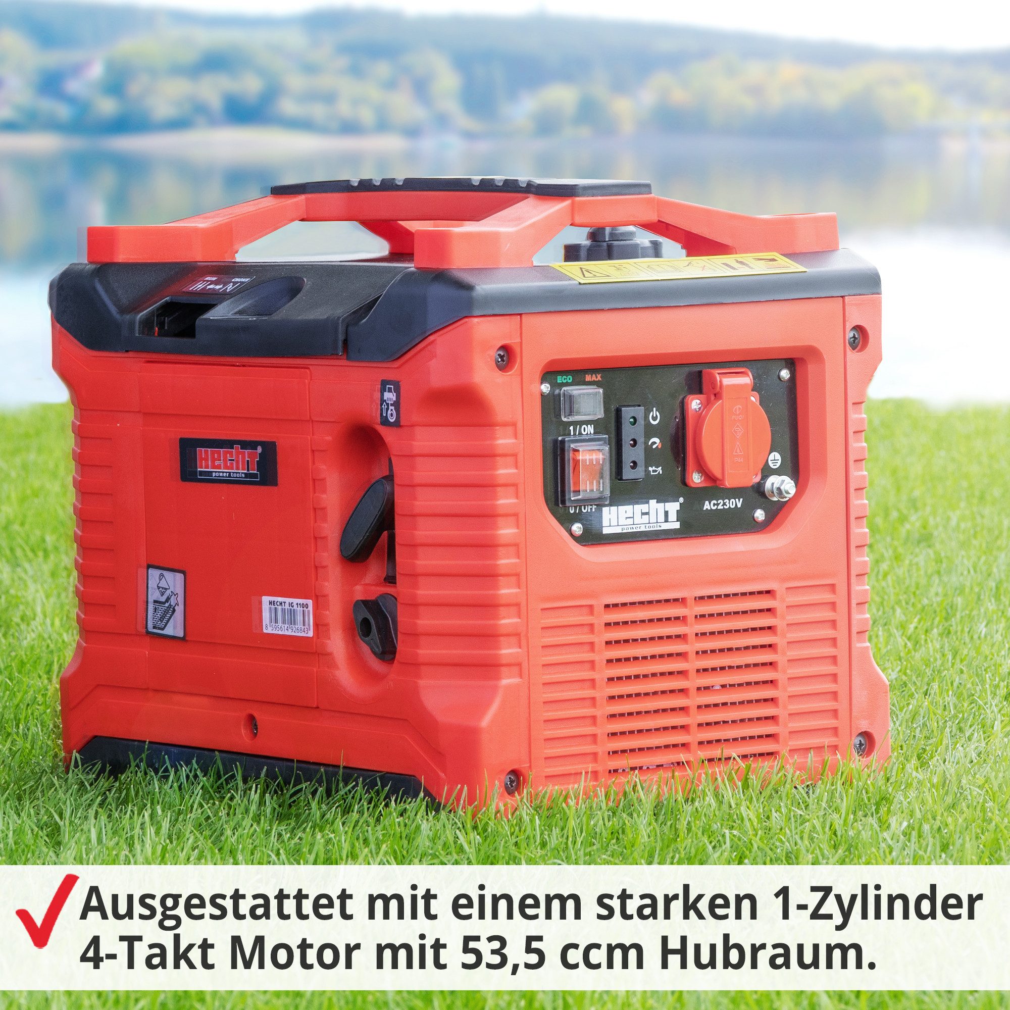 Hecht Inverter Petrol Generator IG 1100, 1.02 kW, 4.5 liters, 1000W, 53.3 cm³