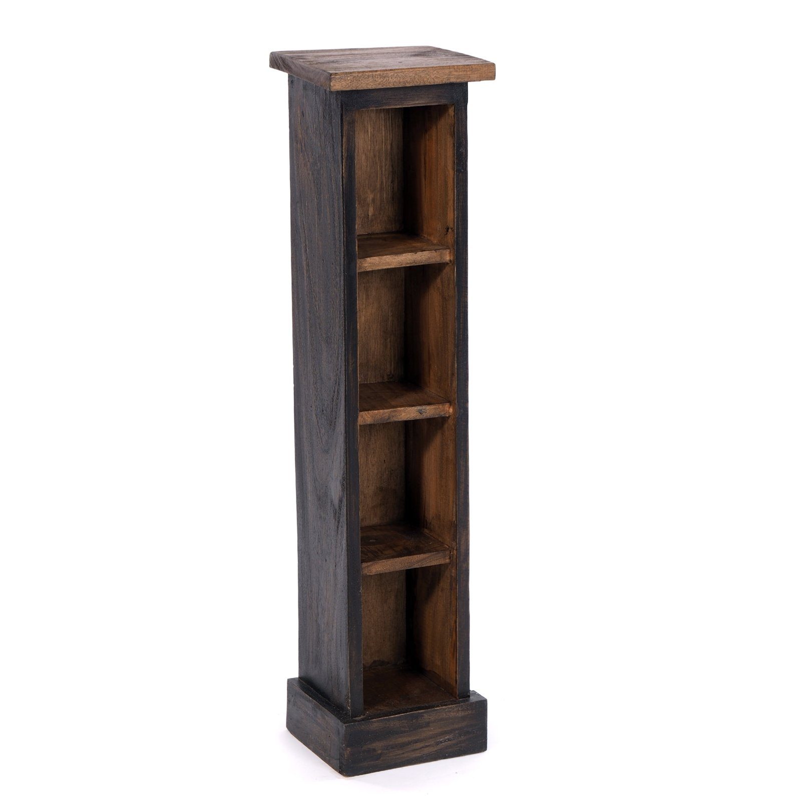 DESIGN DELIGHTS CD-Regal HOLZ CD REGAL "CD TOWER", 76cm(H), Holzregal, CD Rack mit 4 Fächern 04 schwarz-natur