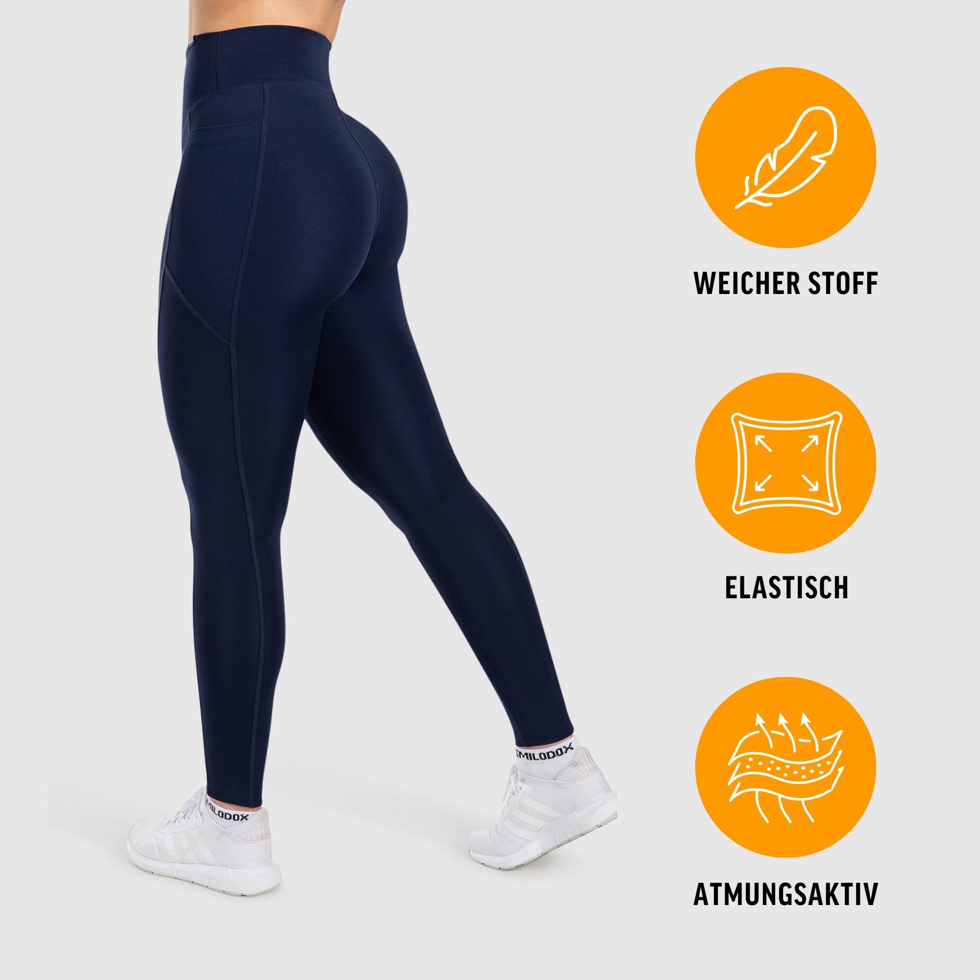 Smilodox Leggings SoftFeel Leticia, High Waist Yogahose mit seitlichen Taschen, Yoga atmungsaktiv, schnelltrocknend, 4-Wege-Stretch, Feuchtigkeitsabweisend