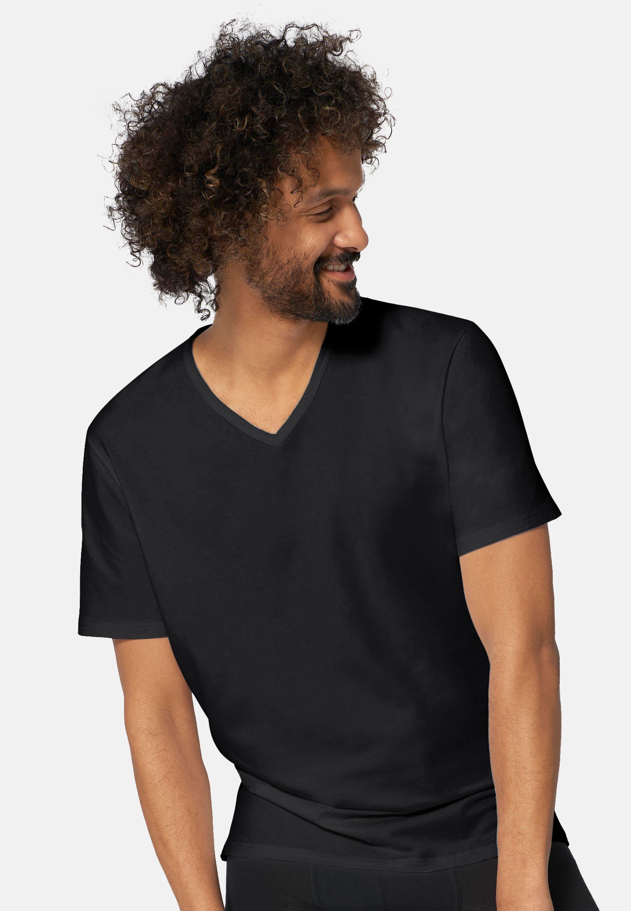 - Cotton (1-St) Go Unterhemd Unterhemd Sloggi Baumwolle Organic auf Angenehm der Schwarz Shirt - / Haut Kurzarm -
