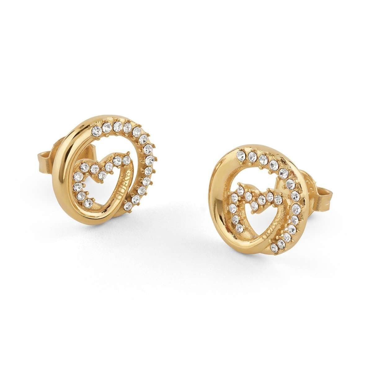 Guess Paar Ohrstecker JUBE05528JWYGT/U, für Damen Herz Goldfarben