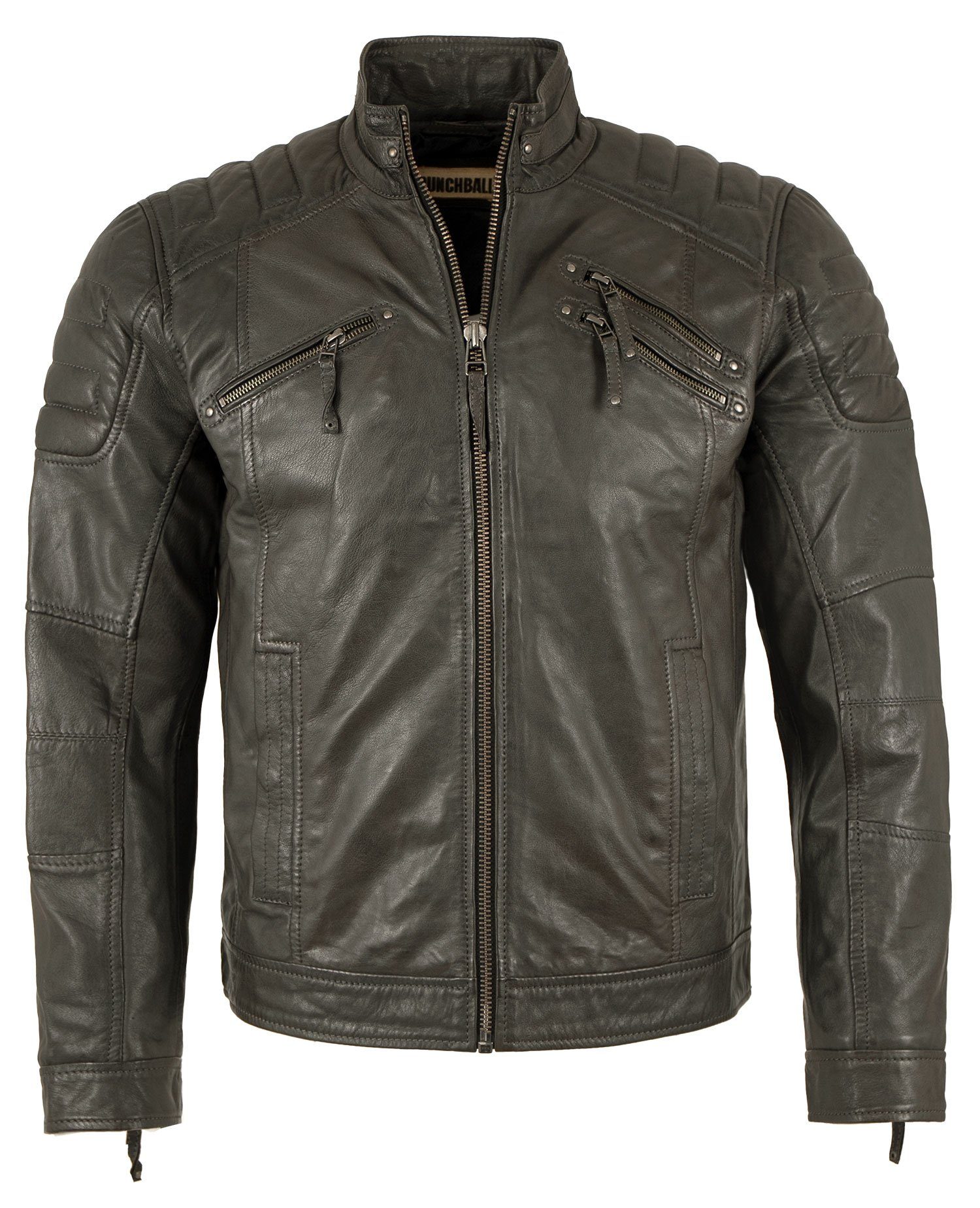 PUNCHBALL Lederjacke PB-501/M 3204-771 Punchball - Herren Lederjacke Bikerjacke Lammnappa dunkelgrau