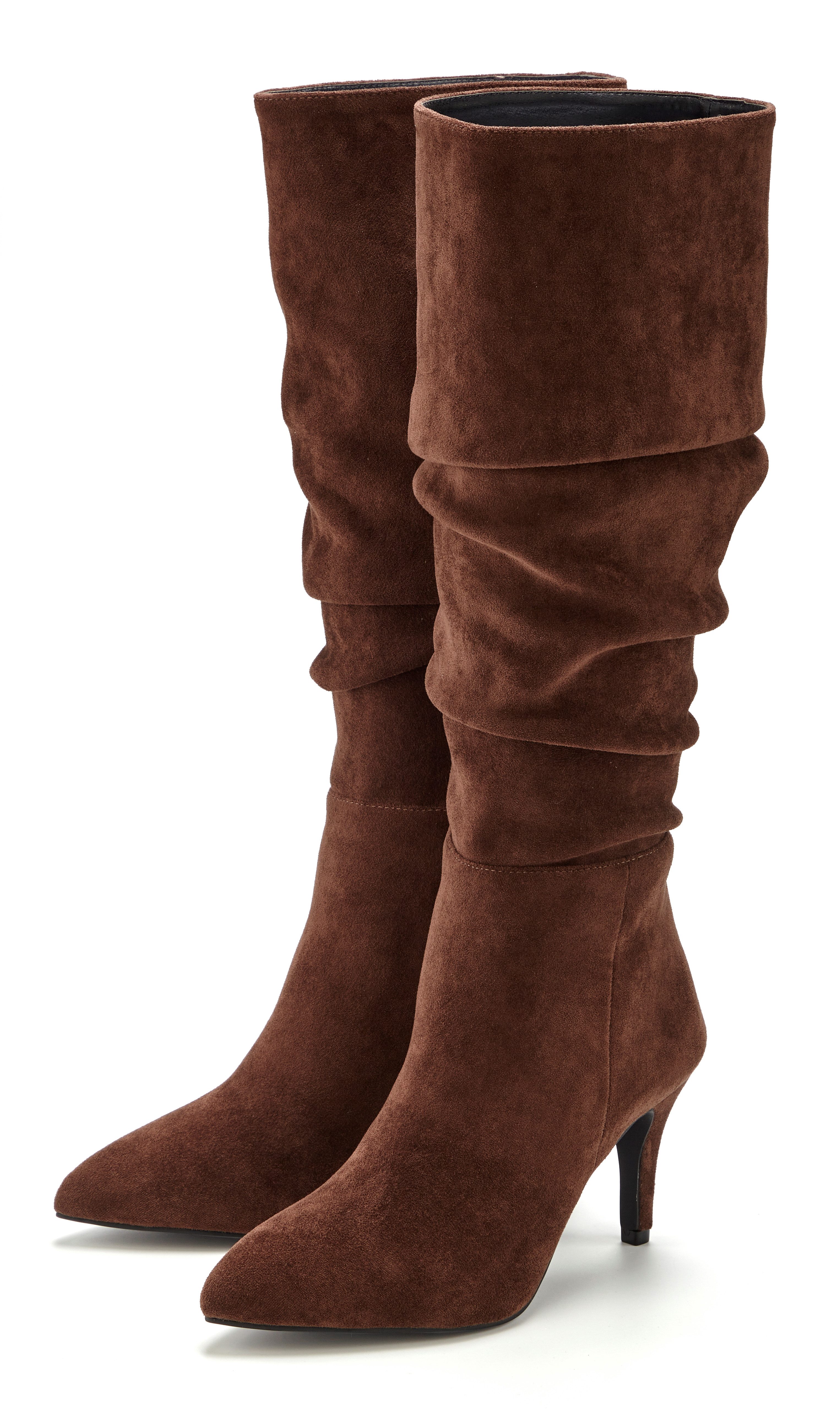 LASCANA Langschaft, High-Heel Stiefelette, Slouchy Boots, Stiefel, Reißverschlussstiefel mit elegant modischer Raffung