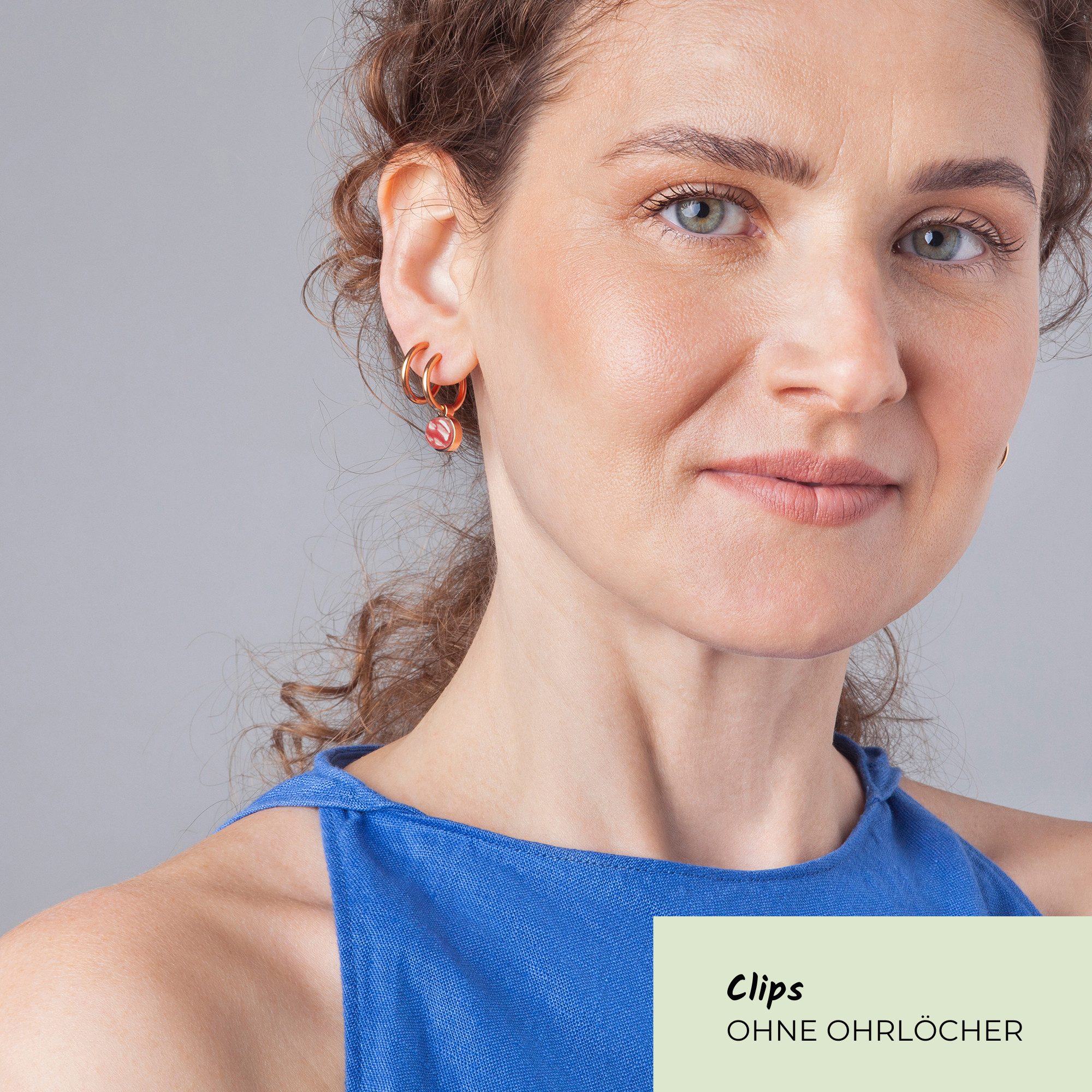 ALEXASCHA Paar Ohrclips Clip Creolen mit Einhänger • Mix & Match Ohrringe ohne Ohrloch • 18mm