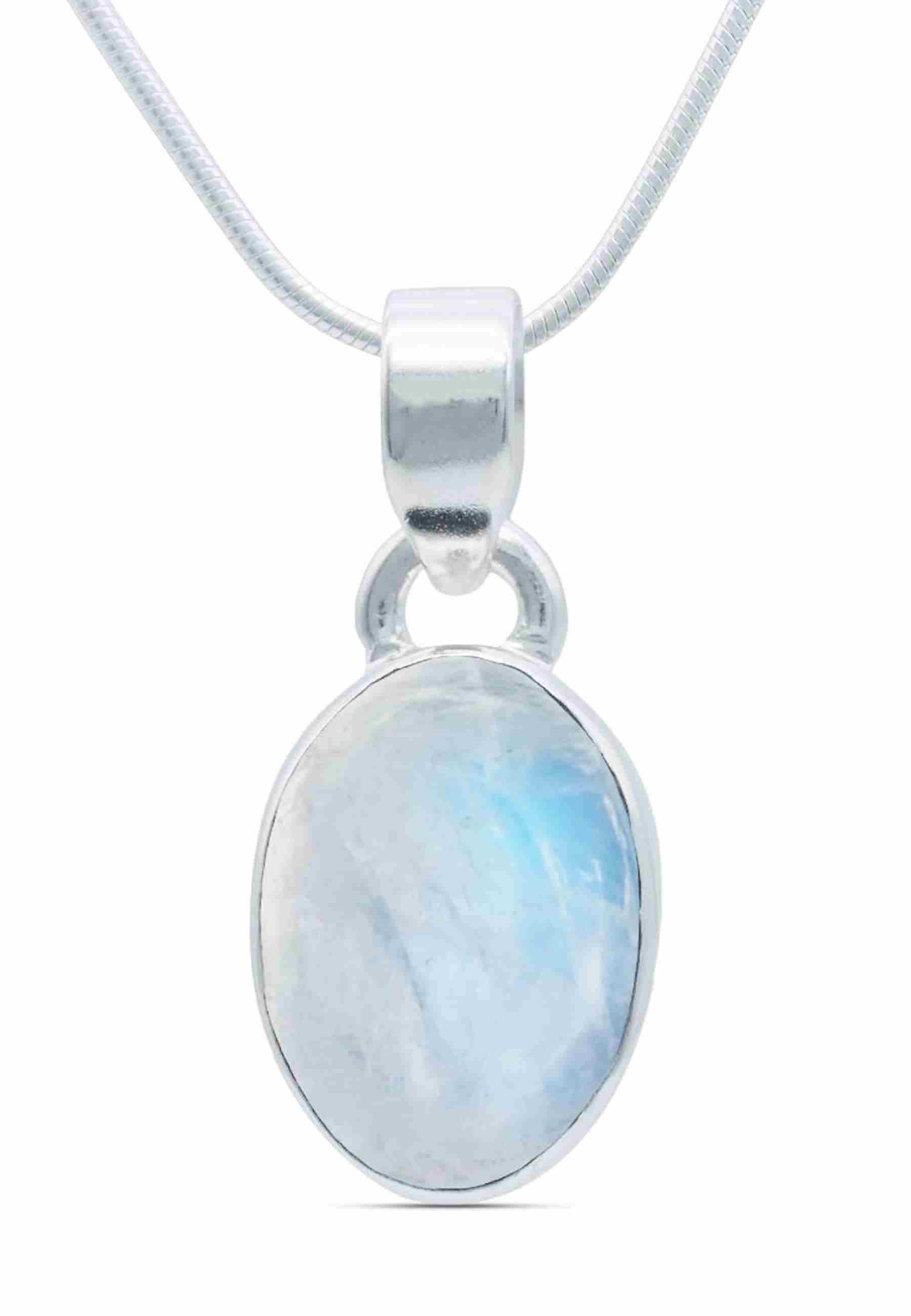 mantraroma Kette mit Anhänger SAMA oval aus 925 Silber mit Regenbogen Monds günstig online kaufen