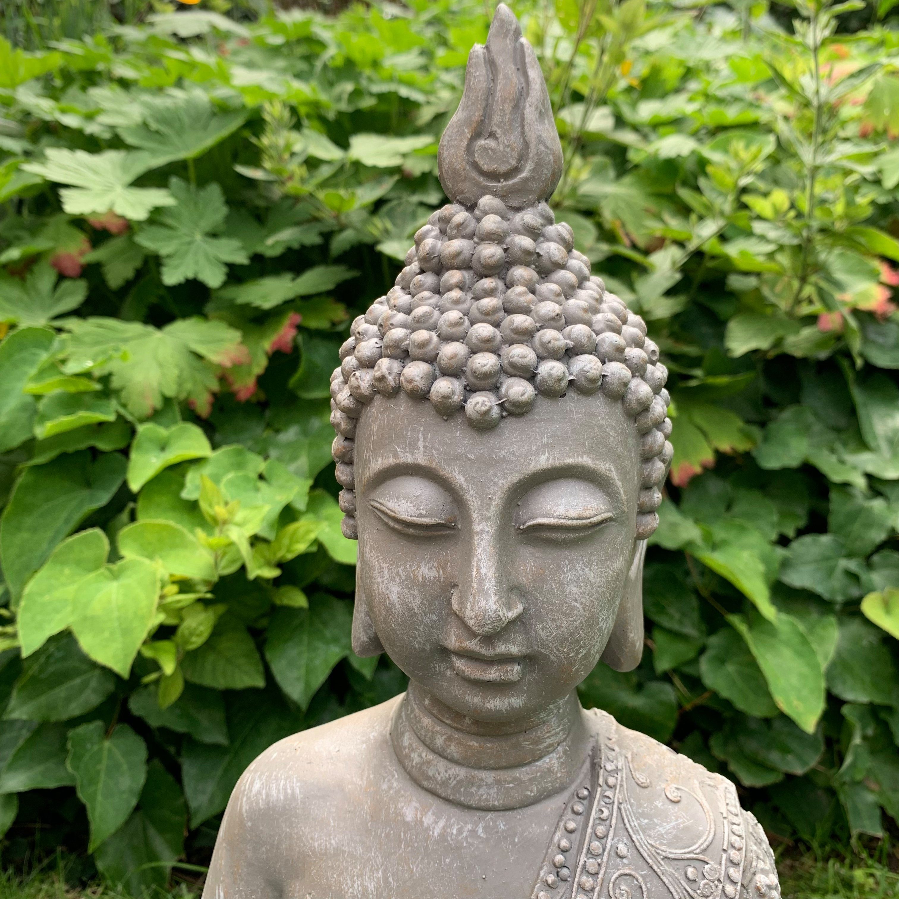 45cm (1, Art Buddha Shui K&L Deko Thai Statue Steinfigur Beton Wellness Wall Gartendeko Buddhafigur Feng Gartenfigur), Kunststein große