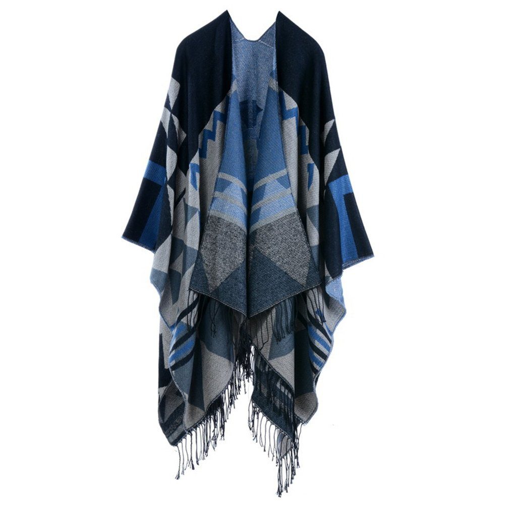 ManKle Modeschal Damen Deckenstoffschaln Winter Schal mit Fransen 130*150cm Schwarz