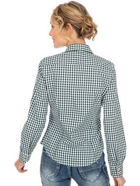 OS-Trachten Trachtenbluse Bluse Langarm CHECKERED tanne