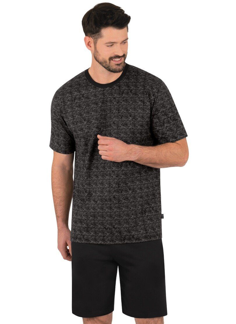 Trigema Schlafanzug TRIGEMA Kurzer Schlafanzug mit Allover-QR-Code-Print | Nachthemden