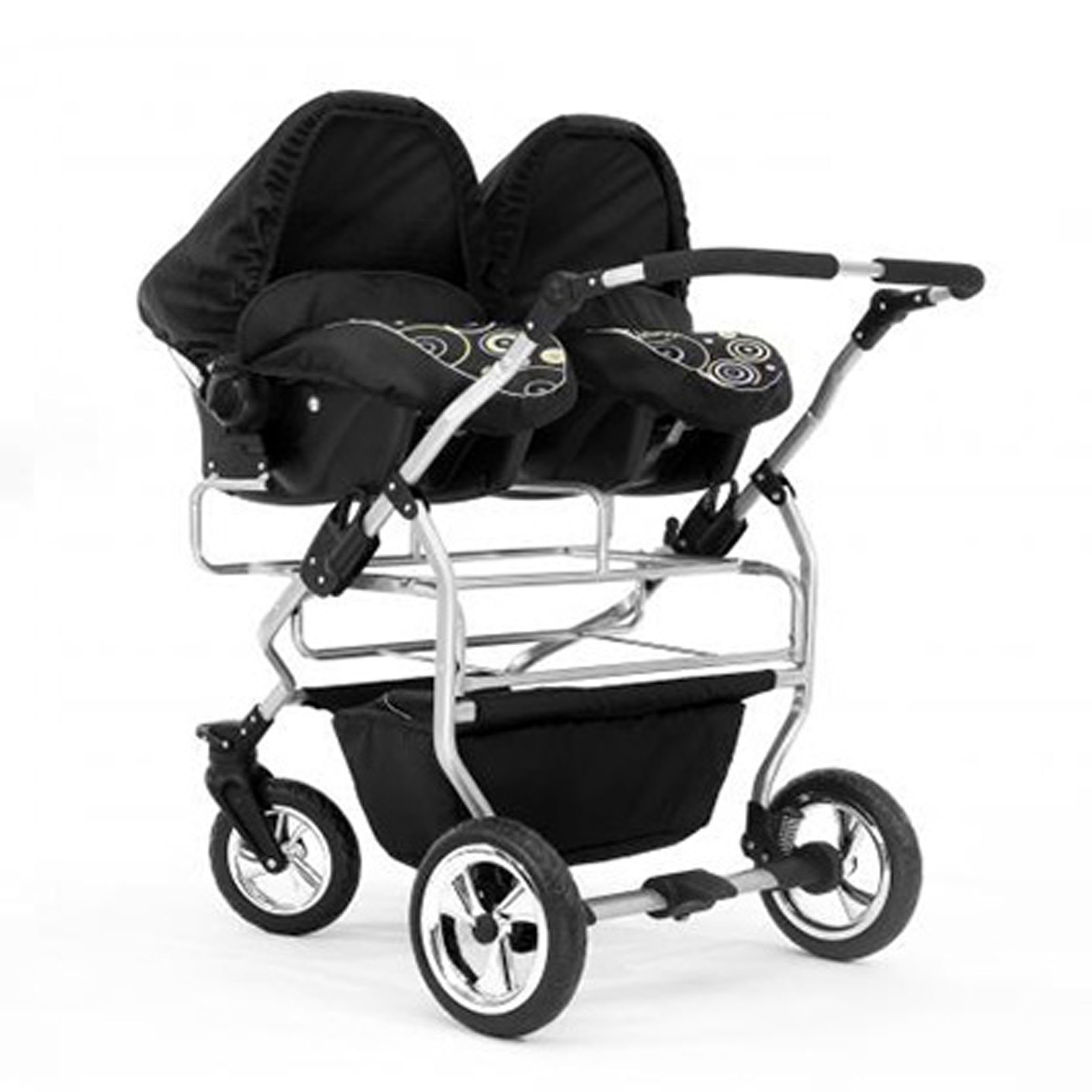 BabyMerc Zwillings-Kombikinderwagen Duo 5 in 1 inkl. Sportsitze, Autositze und Isos in 20 Farben