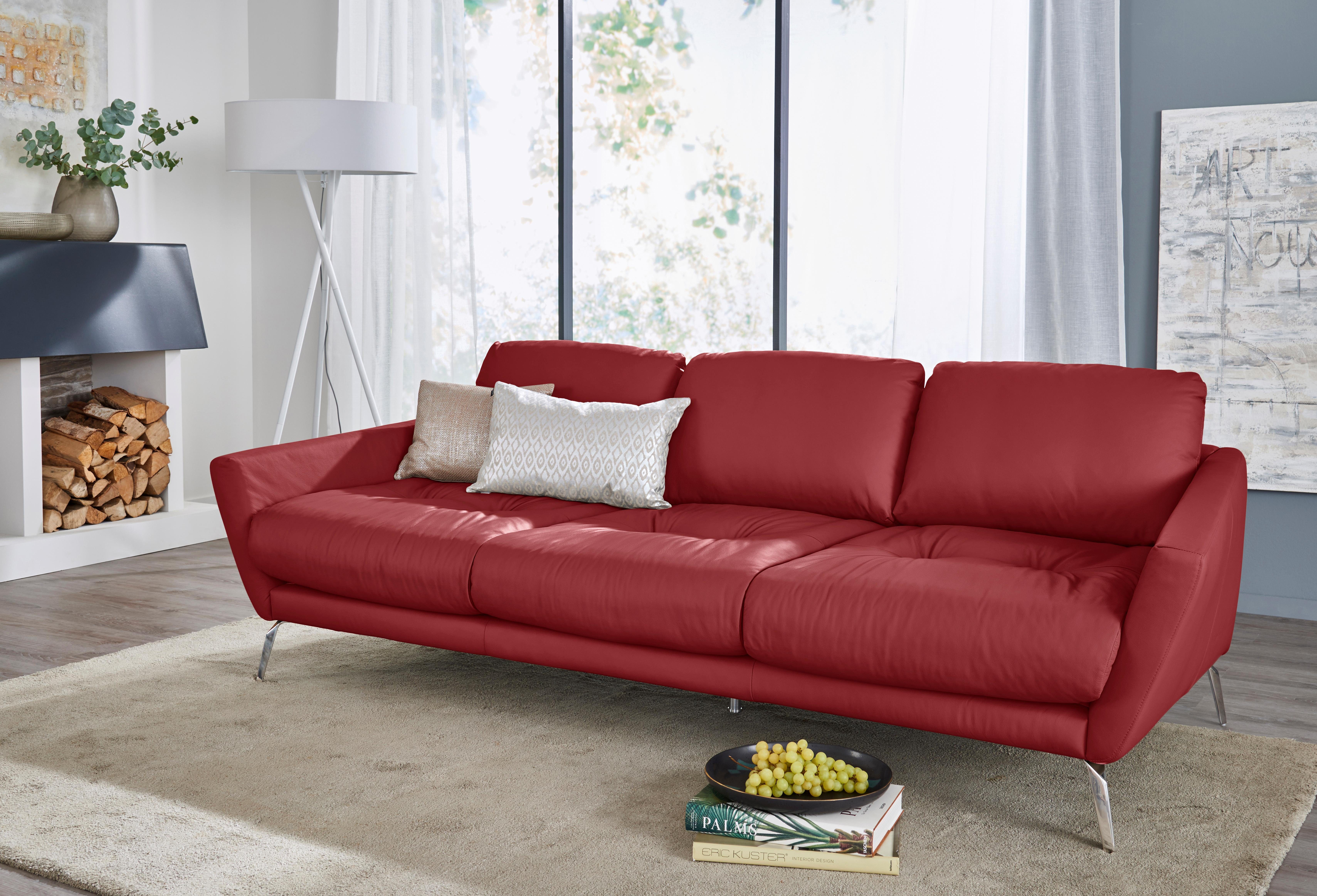 Big-Sofa dekorativer glänzend softy, Füße Chrom Heftung Sitz, im mit W.SCHILLIG