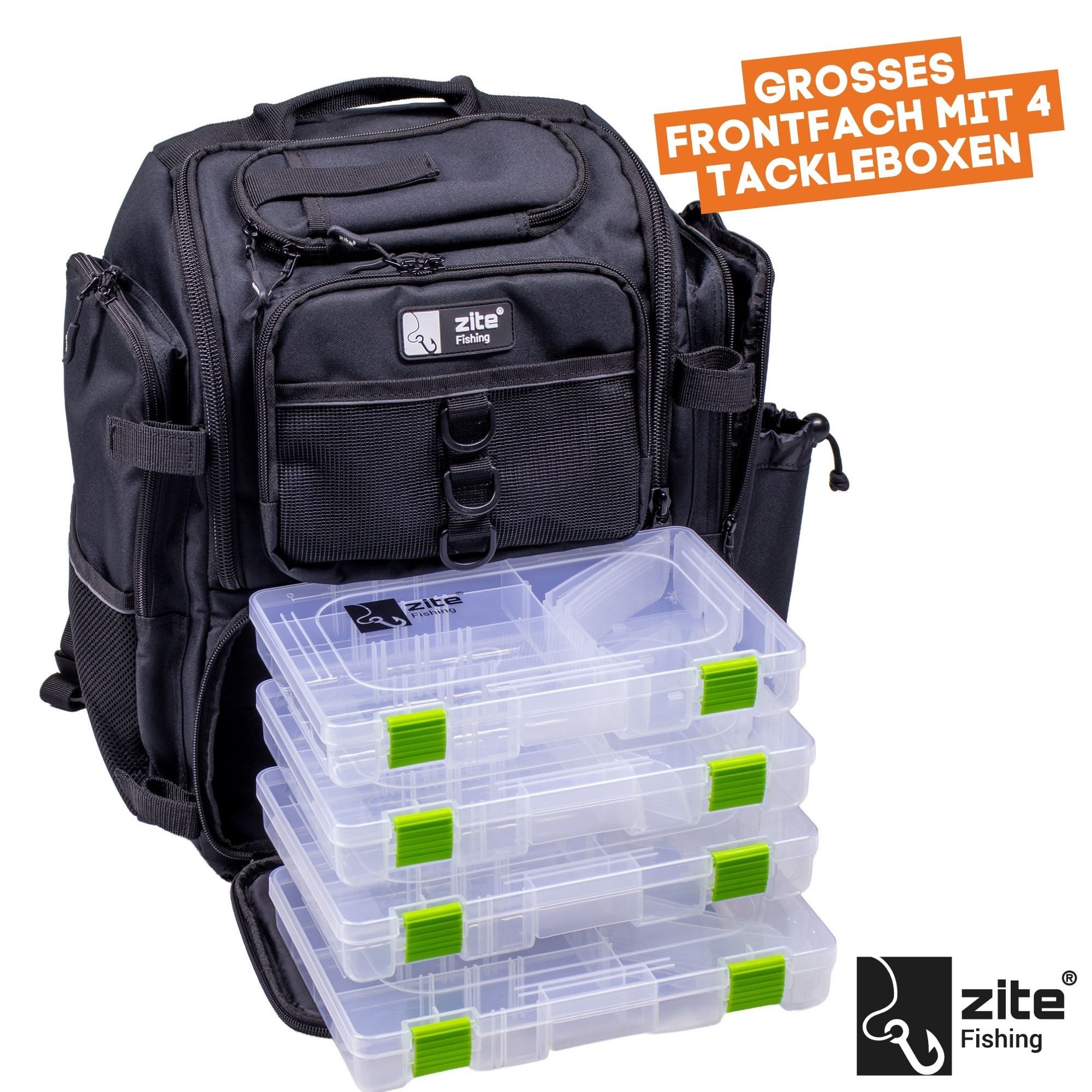 Zite Angelrucksack All-in-One Spinnfischer Rucksack mit Boxen, Rutenhalter & Polsterung – Bild 3 von 5