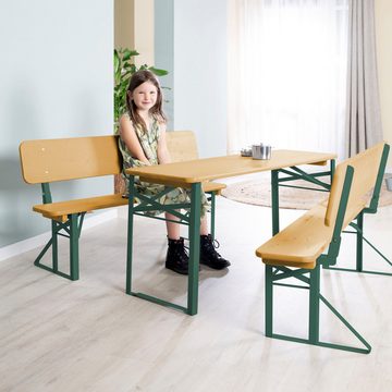 roba® Kindersitzgruppe Outdoor Party-Garnitur für Kinder, natur/grün, aus Holz, (3-tlg), mit Lehne; FSC® - schützt Wald - weltweit