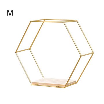 Rutaqian Hängedekoration Hexagon wandregal Metall, Regal ohne Bohren Wohnzimmer, hänge Regal