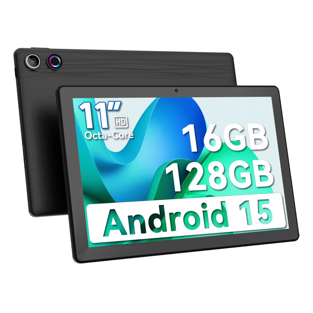 Happybe 11 Zoll Android 15, 128GB 1 TB TF Erweiterbar, HD 1280x800, 6800mAh Tablet (11", 128 GB, Android, 2,4G/5G WiFi, 16(4+12)GB RAM, Dual Kamera, WiFi 6, Bluetooth 5,3)