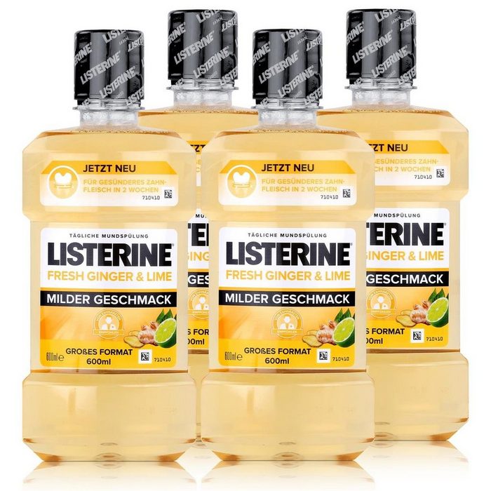 Listerine Mundspülung Listerine Fresh Ginger &amp; Lime 600ml - Milder Geschmack (4er Pack) PY11631