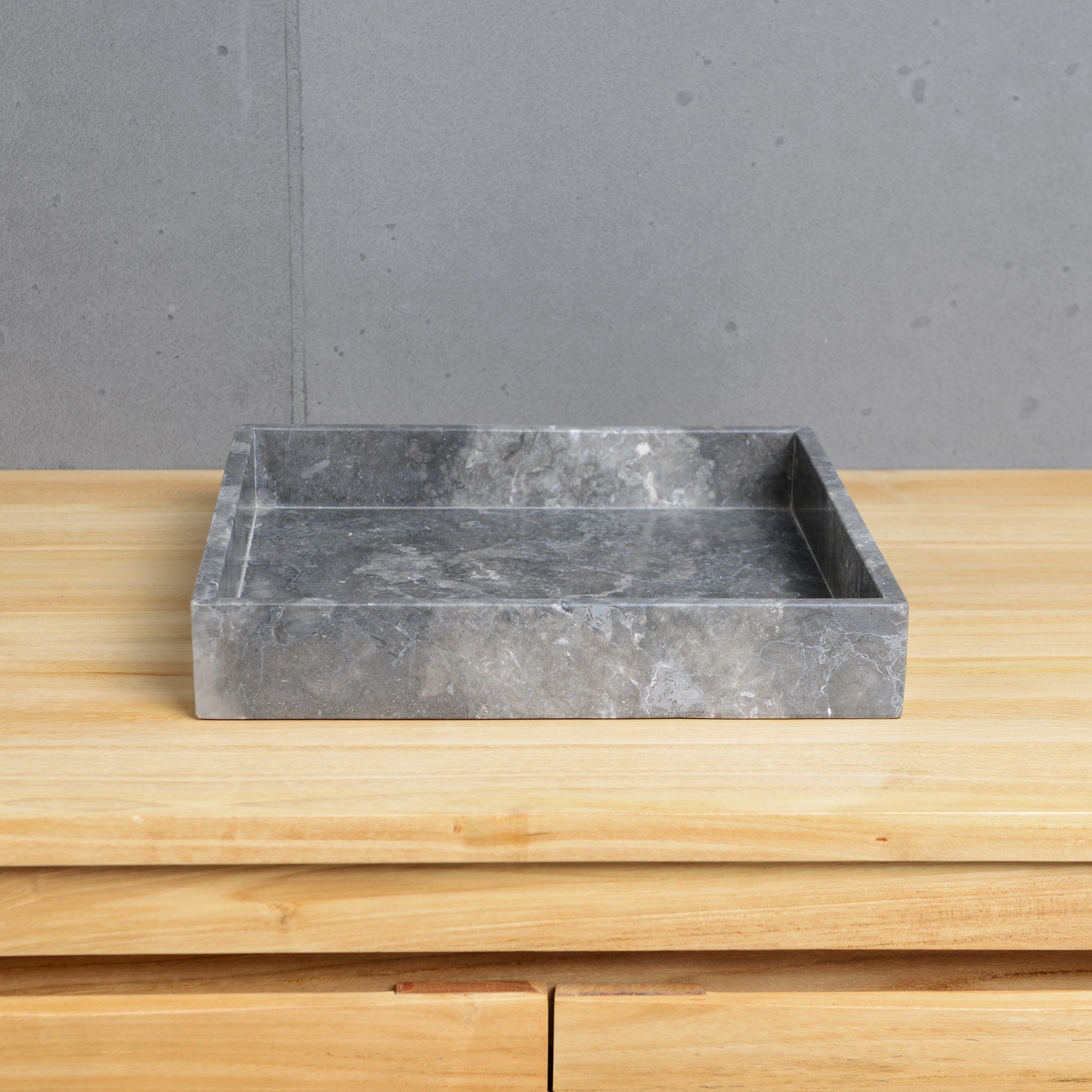 wohnfreuden Dekotablett Marmor Tablett 30 cm grau quadratisch, 33000