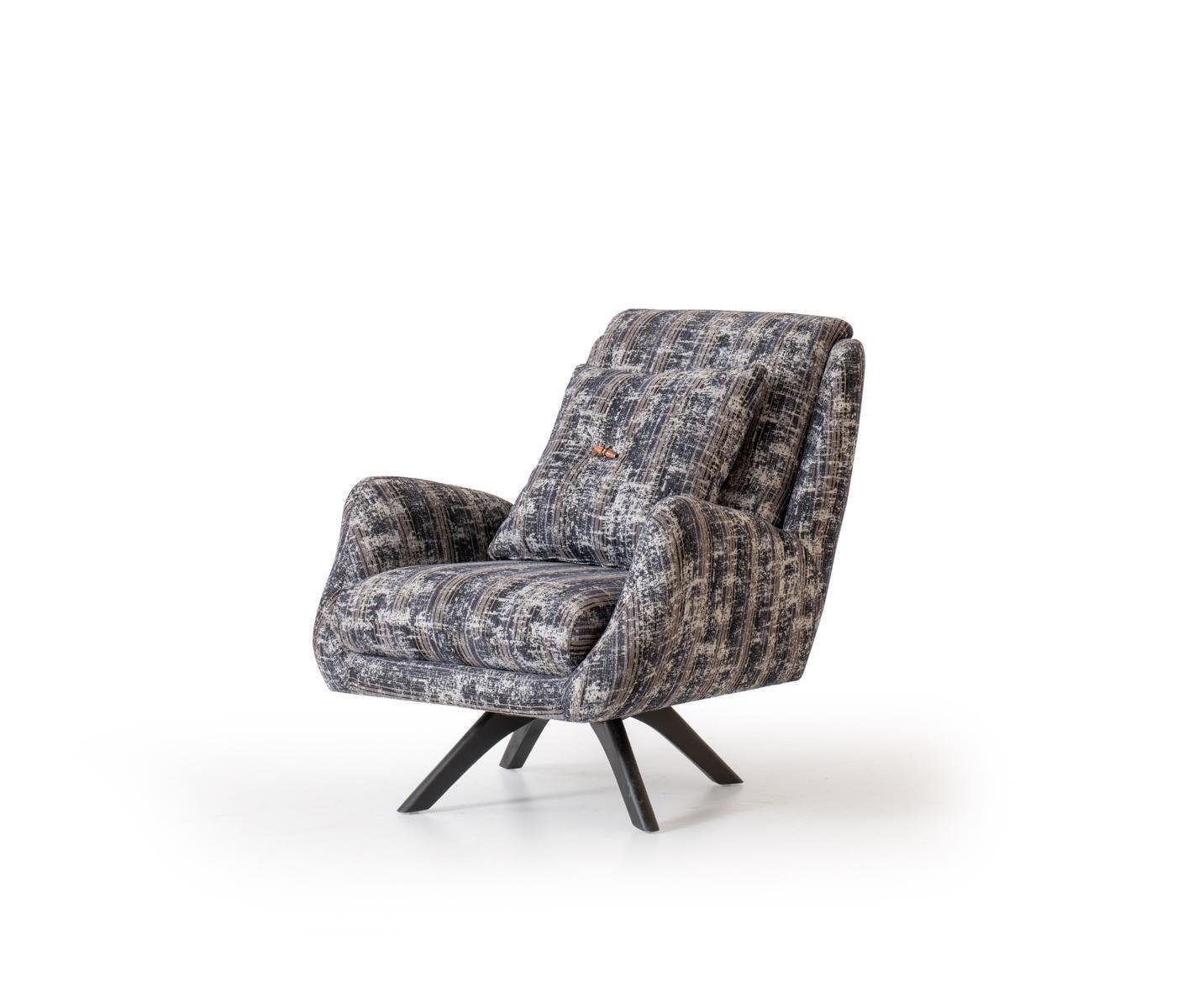 JVmoebel Sessel Designer Grau (1-St., Wohnzimmer Möbel Sessel), in Europa Einsitzer 1x Club Lounge Sessel Stil Made