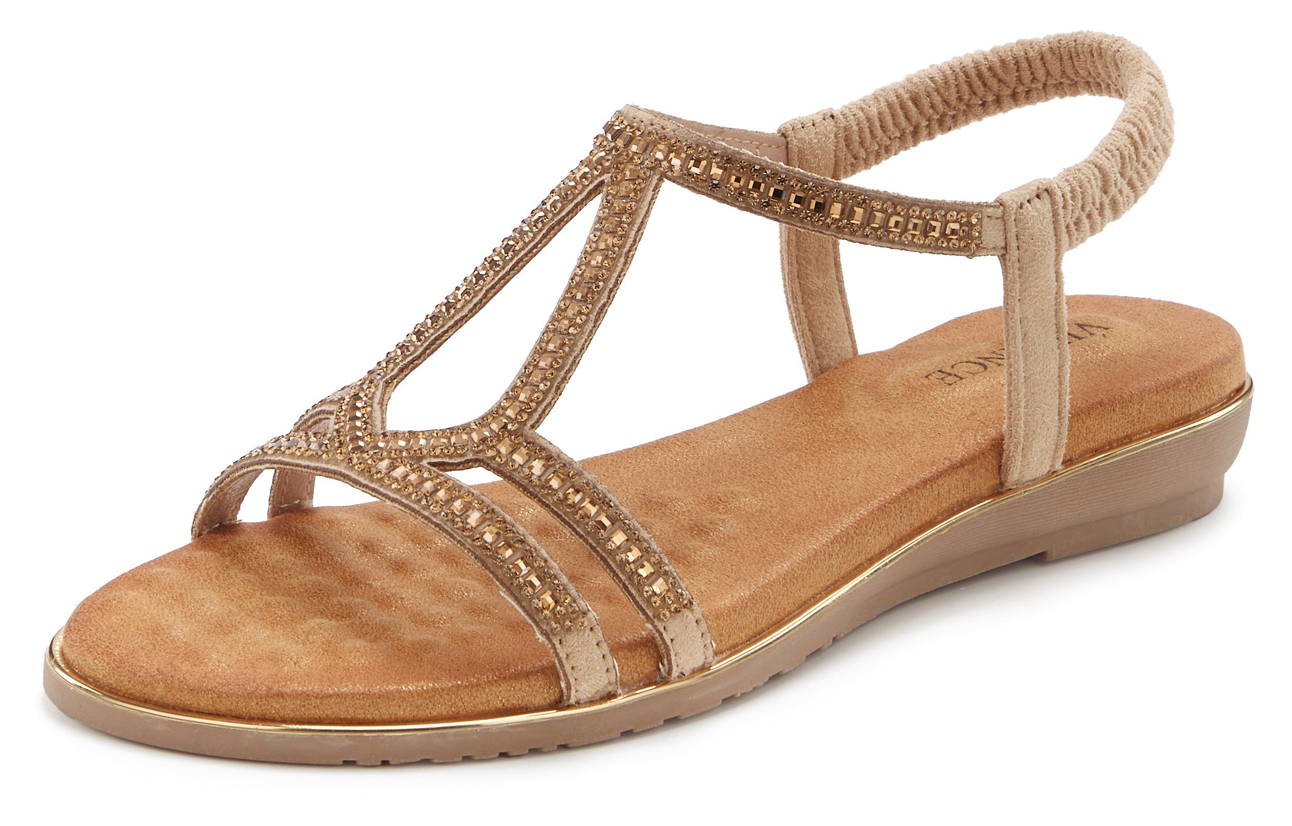 Vivance by Lascana Sandalette, Sommerschuh, Sandale mit eleganter Glitzer-Verzierung und elastischen Riemchen