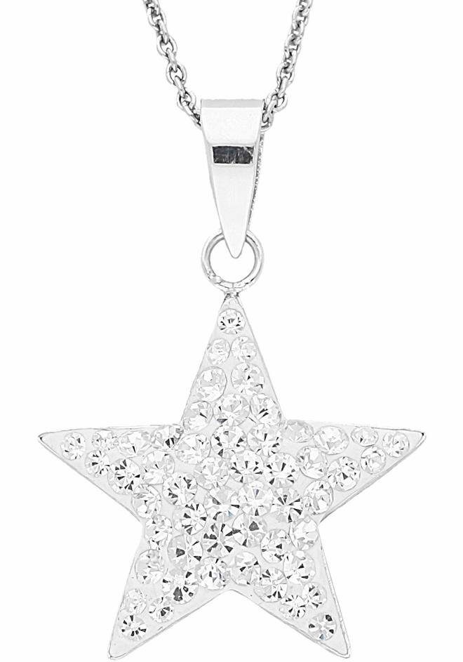 Firetti Kette mit Anhänger Schmuck Geschenk Silber 925 Halsschmuck Halskette Ankerkette Stern, mit Kristall
