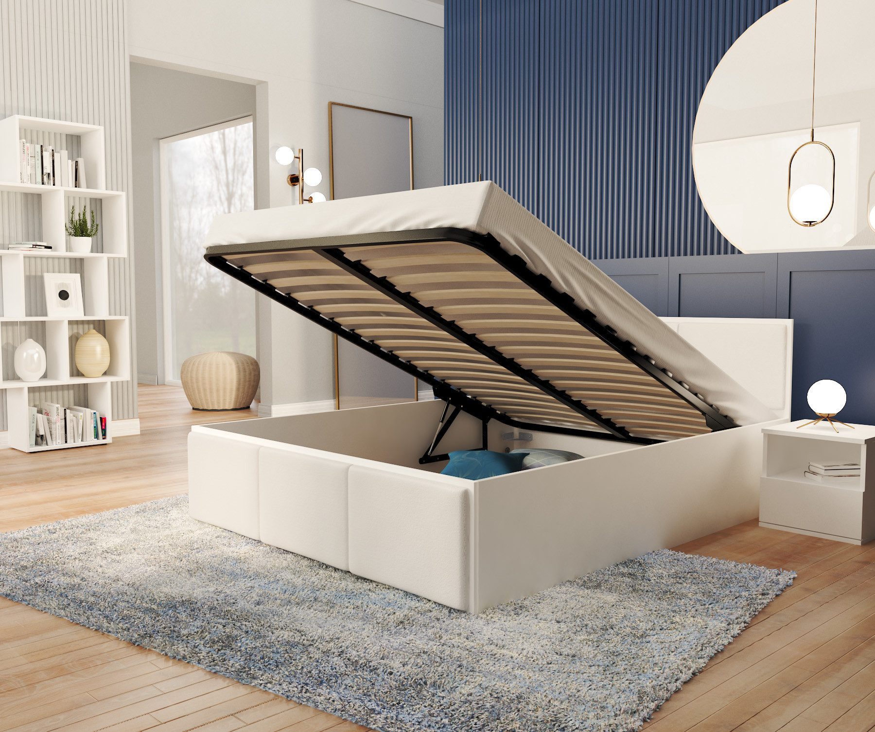 FDM Stauraumbett mit Bettkasten und Lattenrost 120x200, 140x200, 160x200, 1 günstig online kaufen