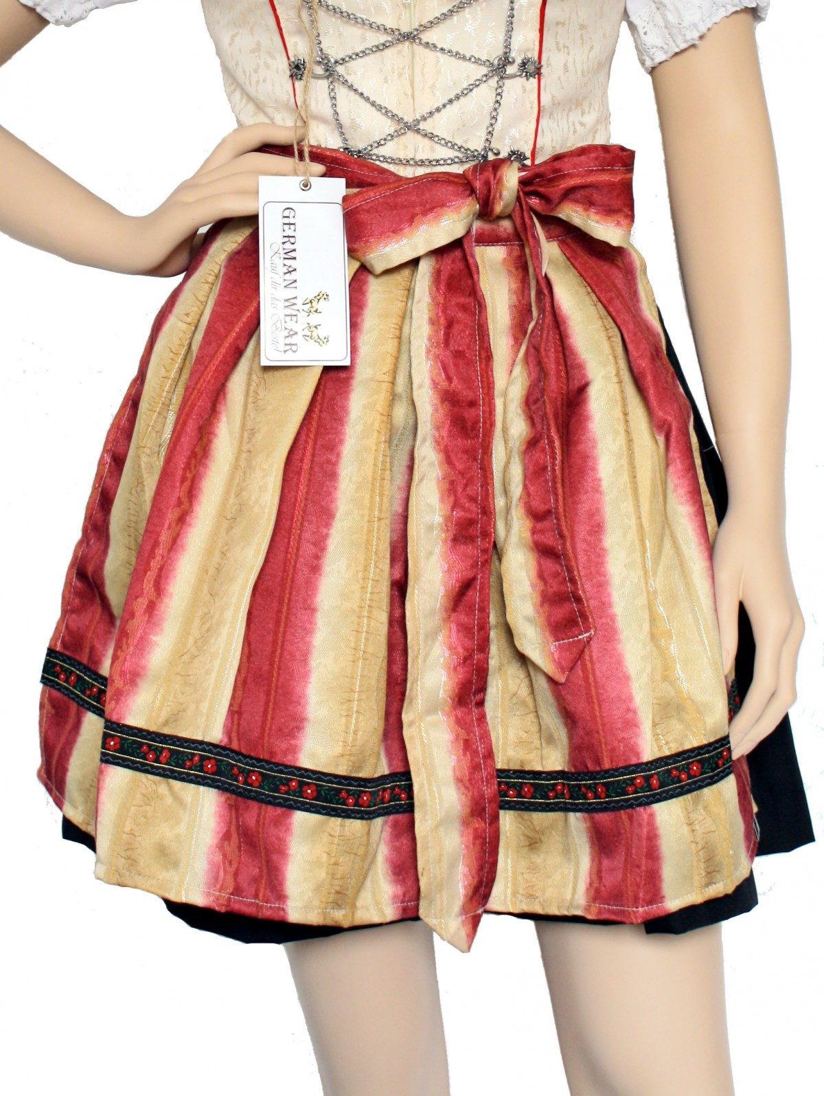 German Wear Dirndlschürze GW1606-1 rot/gelb, Mini Dirndlschürze Trachtenschürze Rot Gelb