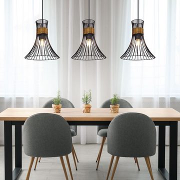 etc-shop LED Pendelleuchte, Leuchtmittel inklusive, Warmweiß, Decken Pendel Leuchte SCHWARZ GOLD Wohn Ess Zimmer Beleuchtung Gitter