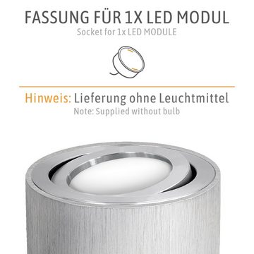 SSC-LUXon Aufbauleuchte CELI-1A Aufbaustrahler schwenkbar rund Alu gebuerstet, Ring silber