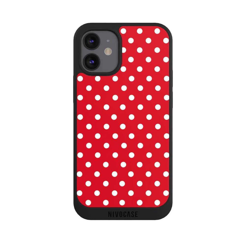NIVOCASE Handyhülle Punkte Retro Polka Dots Polka Dots - dunkelrot und weiß, Apple iPhone 12 mini Handyhülle Hülle NIVOpure Case Schwarz